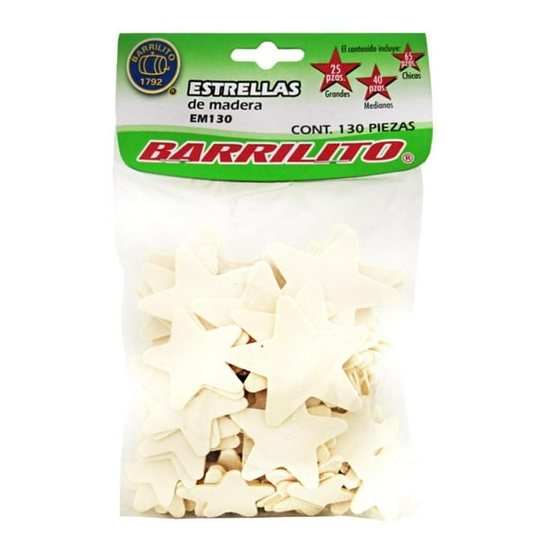 Estrellas de Madera pk/130pz. 3 tamaños diferentes