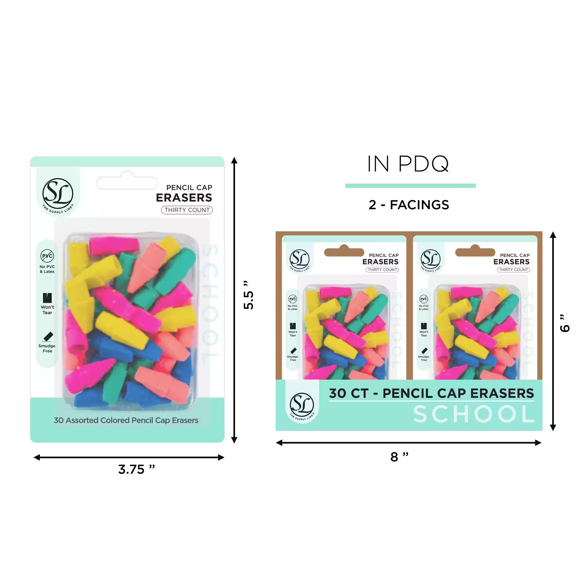 SL R 30CT PENCIL CAP ERASER - PDQ