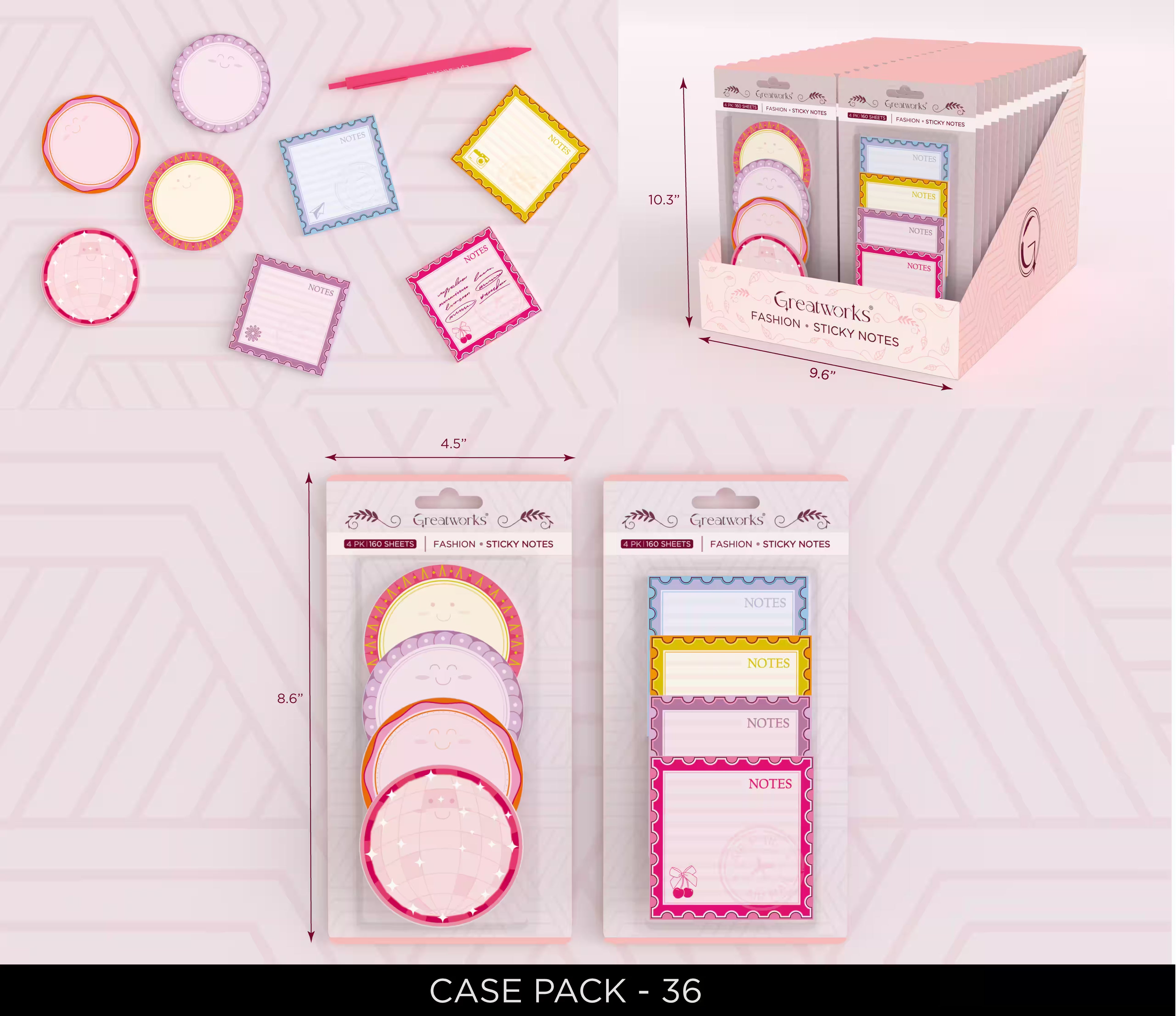SL 4PK STICKY NOTES YOUTH ASST 2 STYLES
