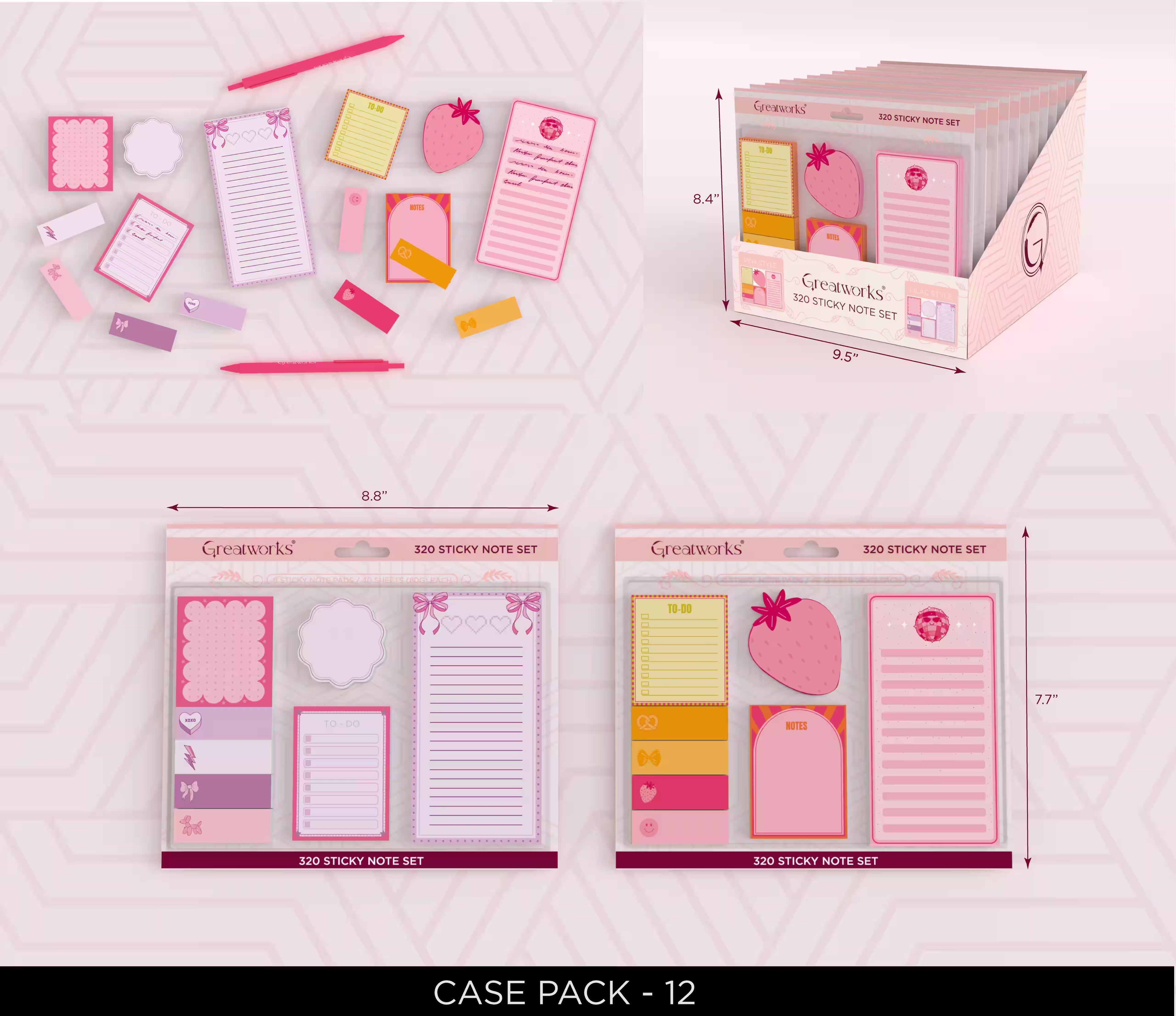 GW STICKY NOTE SET -ASST IN PDQ FASHION 8 PADS/