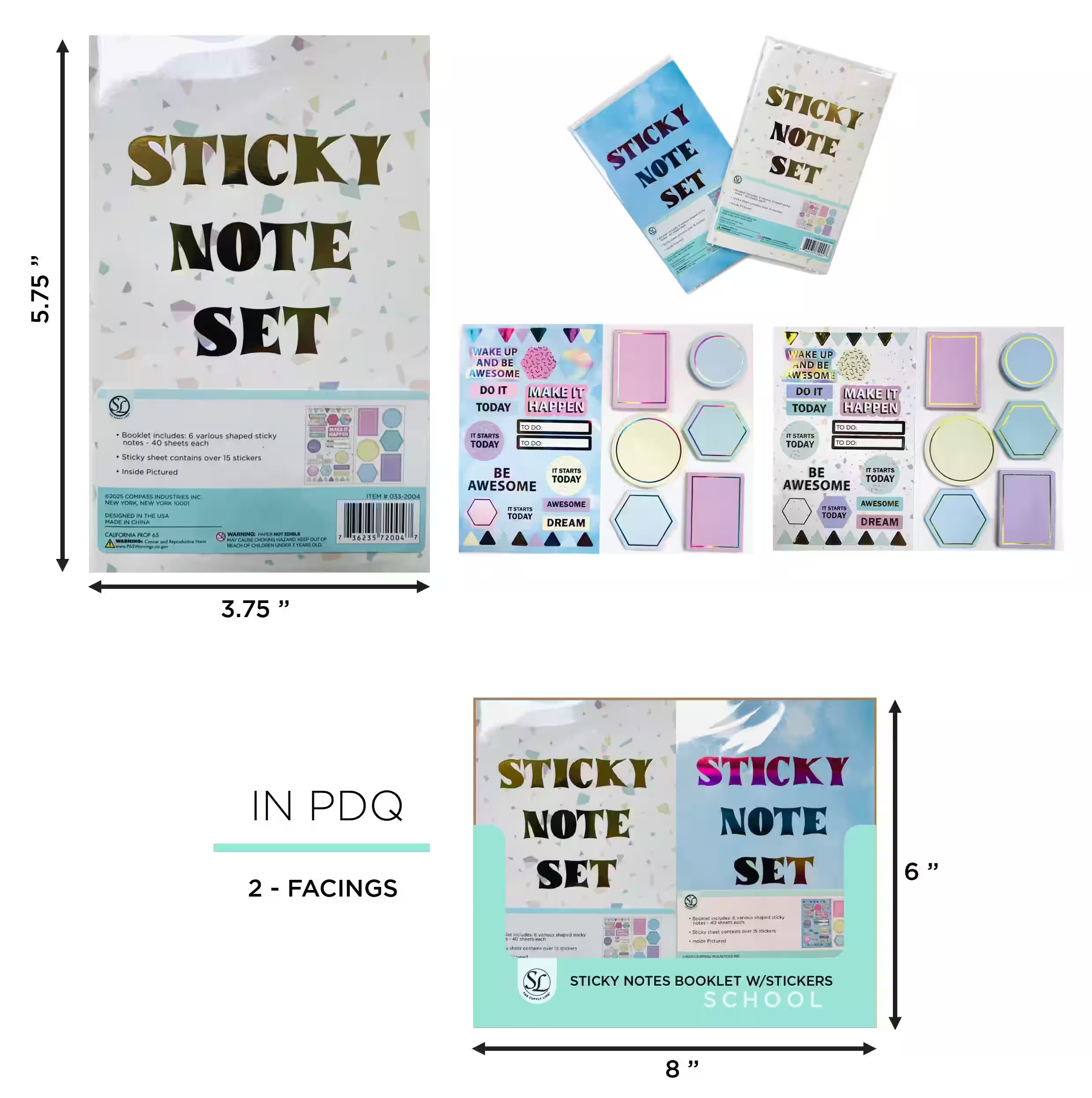 SL STICKY NOTES BOOKLET W/ STICKERS- ASST- IN PD