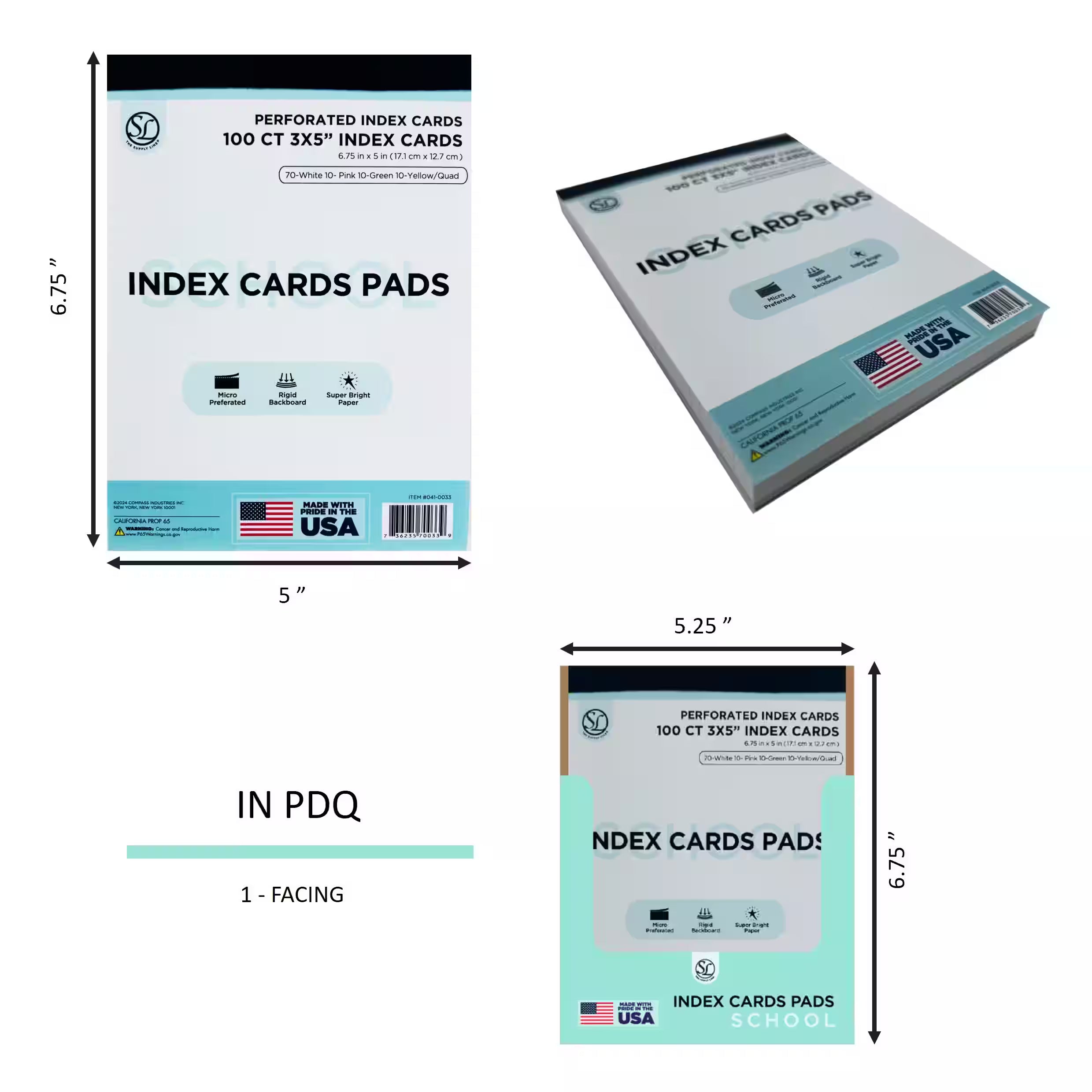SL SMART CARDS PAD- 100 INDEX CARDS 6.75"X5"