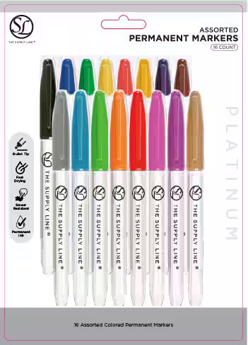 16 PK FINE TIP PERMANENT MARKER - PRIMARY ASST.