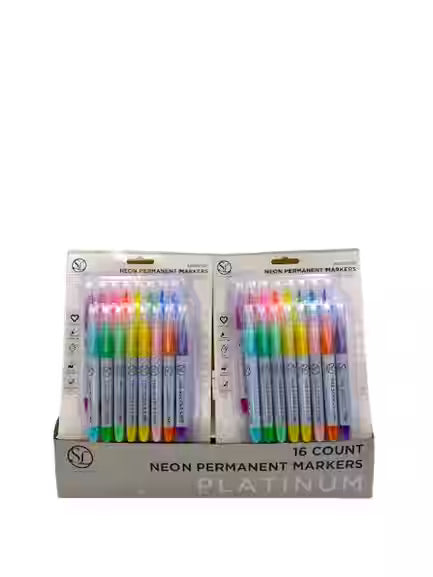 16 PK FINE TIP PERMANENT MARKER - NEON ASST.