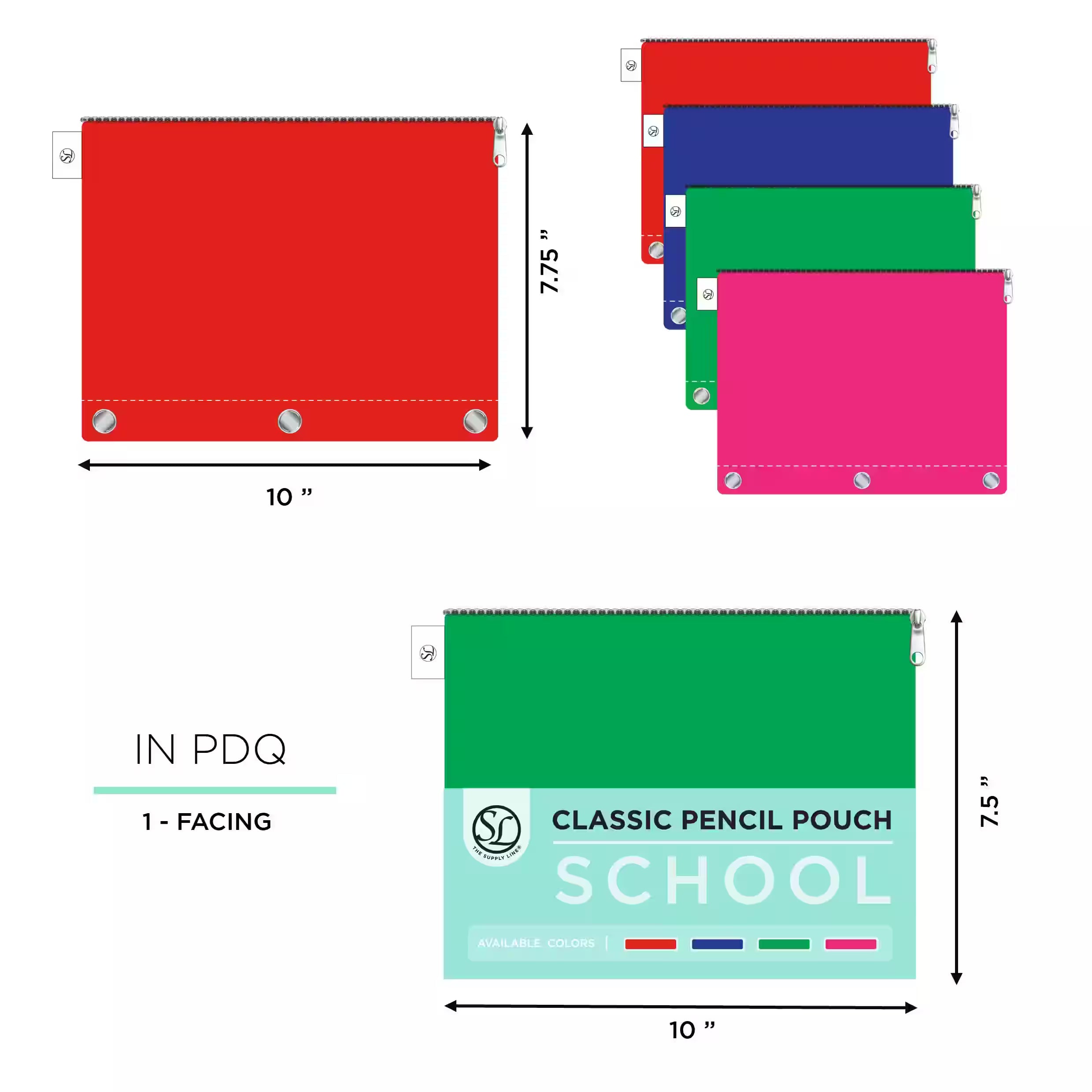 SL- CLASSIC COLORED PENC L POUCH- ASS IN PDQ