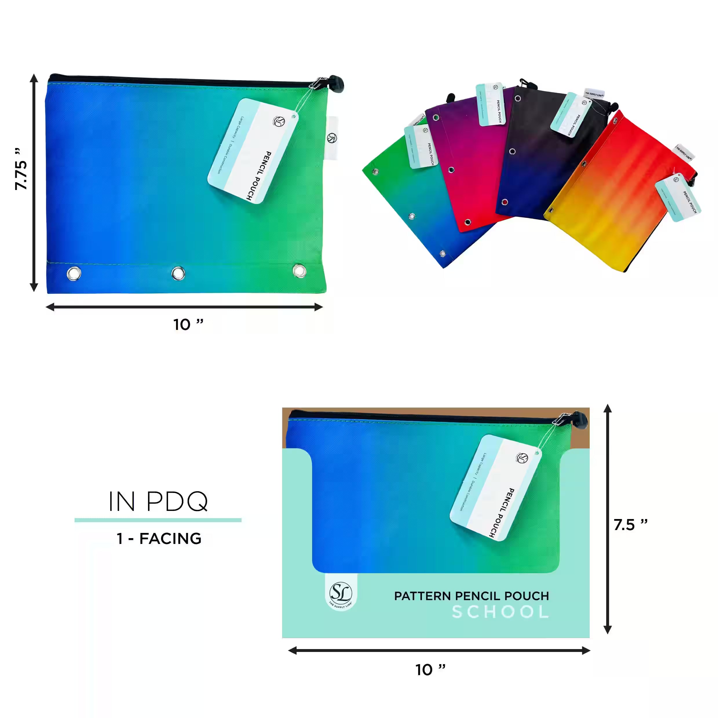 SL- COLOR GRADIENT PENCIL POUCH- AST IN PDQ