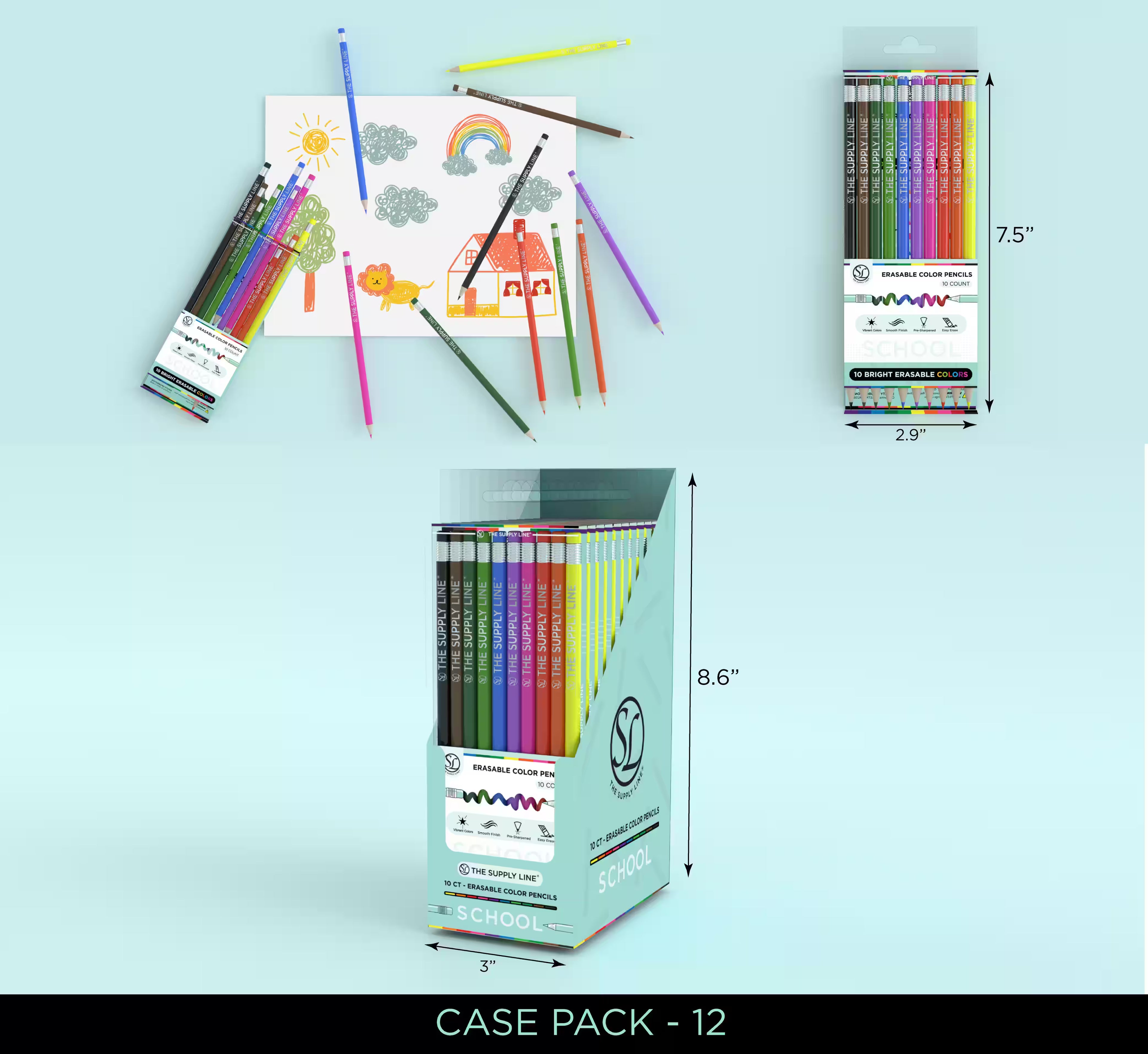 SL 10CT ERASABLE COLORED PENCILS IN PDQ