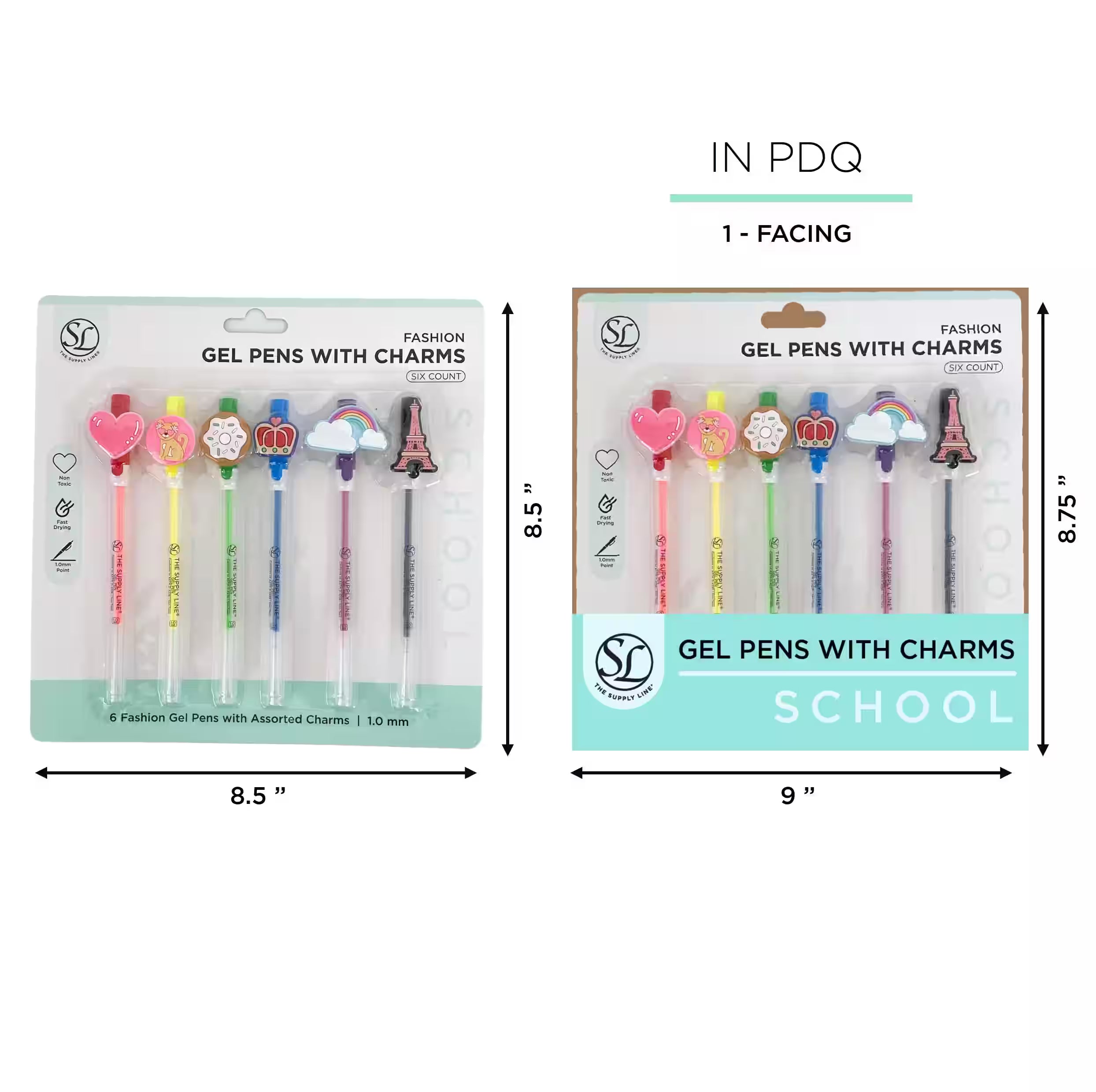 SL 6PK FASHION GEL PENS W CHARMS- IN PDQ