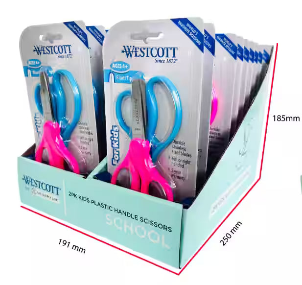 R WESTCOTT 5" 2PK KIDS PLASTIC HANDLE SCISSORS