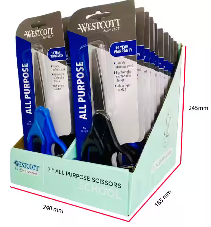 R WESTCOTT 7" STRAIGHT ALL PURPOSE SCISSORS PDQ