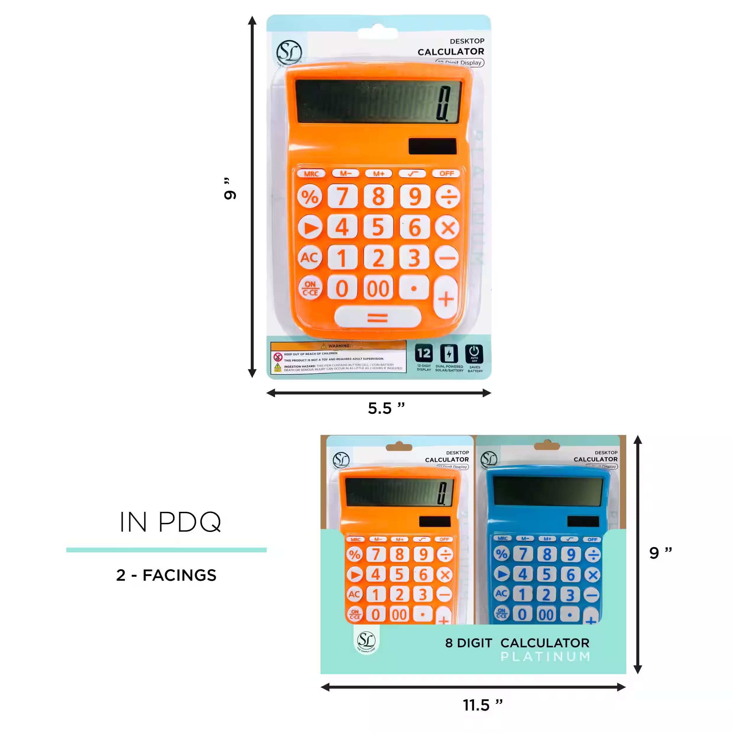 SL CALC 12 NUMERICAL KEY ASST COLORS IN PDQ