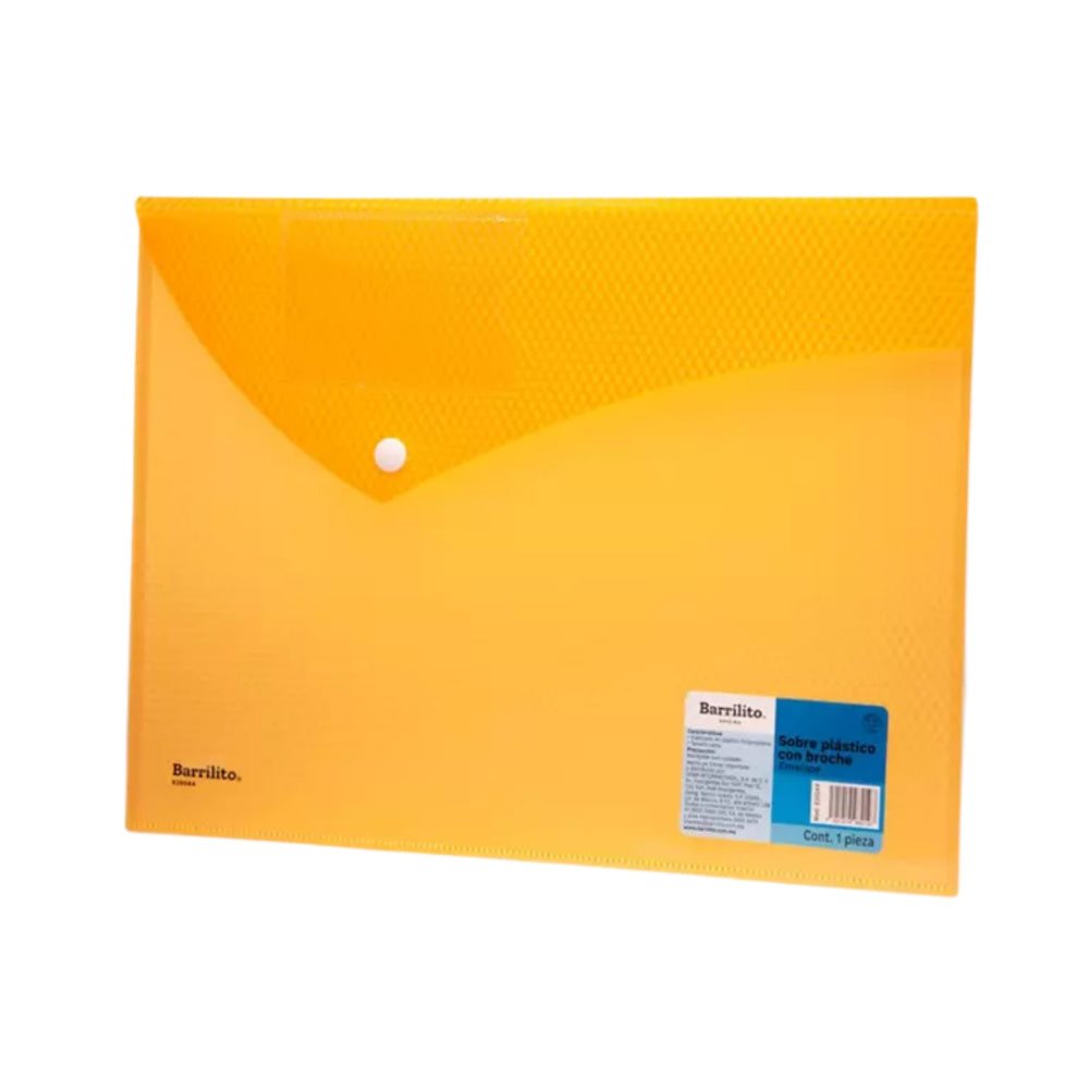 Sobre Plastico Carta con Broche colores surtidos, Pk/12pz.surtidas