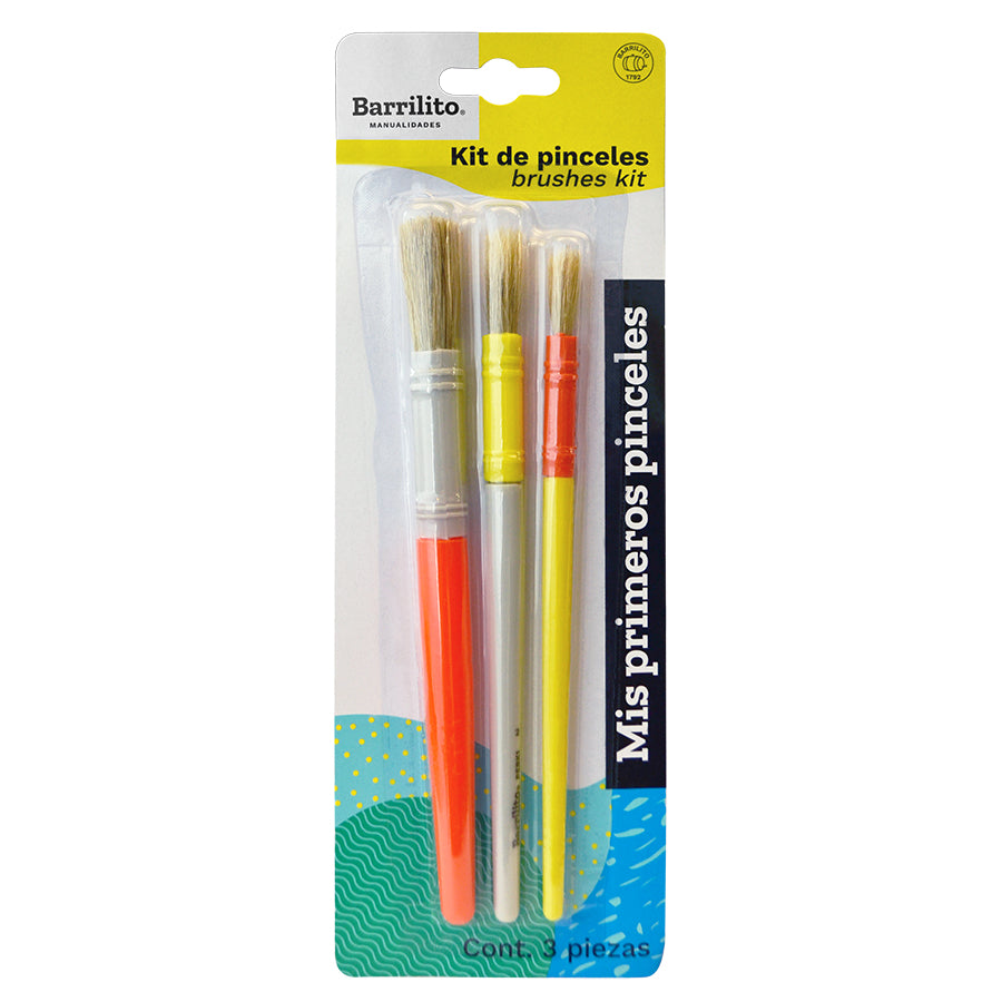 Kit de pinceles escolares pk/3pz.,ctn/36pk