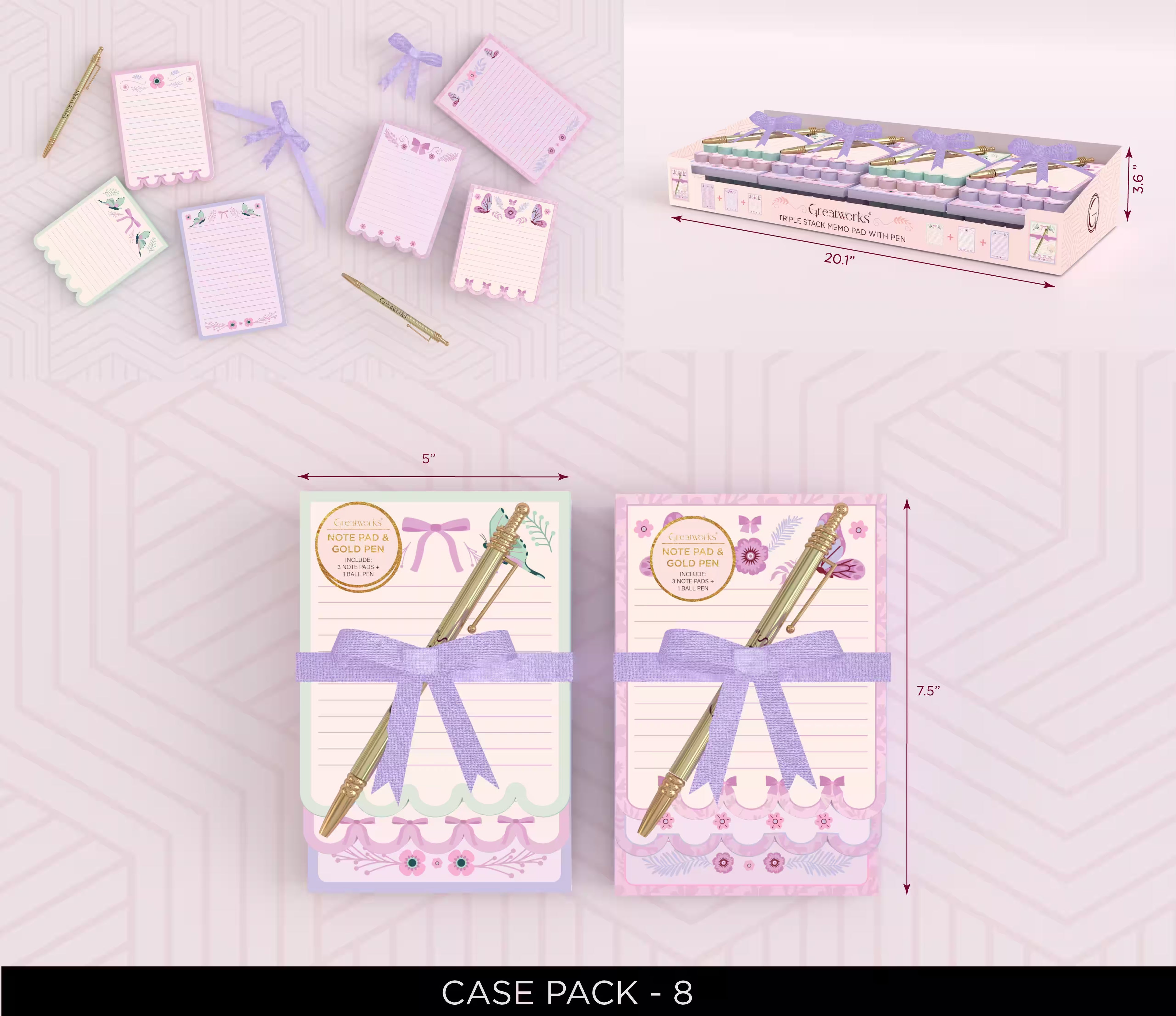 GW TRIPLE STACK PAD W PEN SET ASST B PURPLE