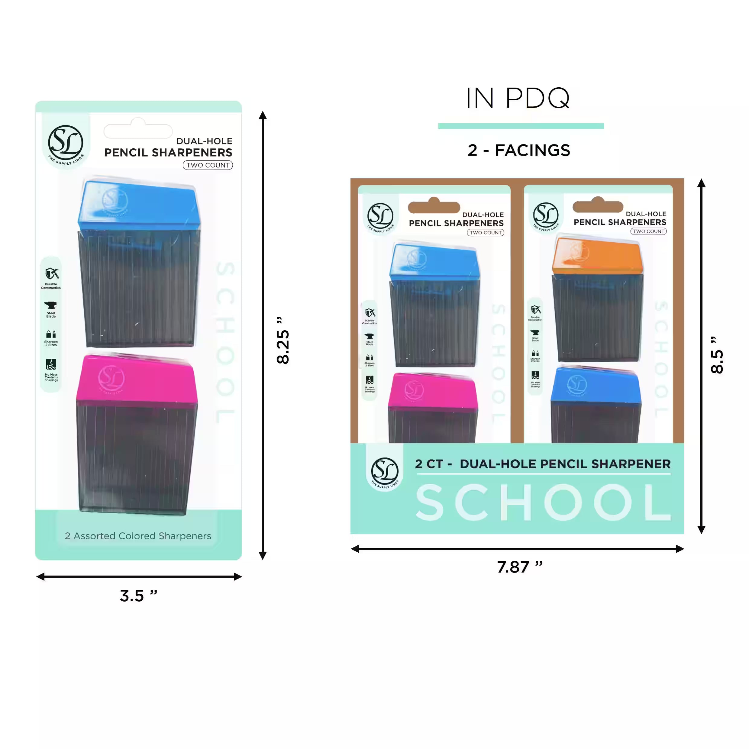 SL-2CT TRAPEZOID PENCIL SHARPENER W/ 2 SIZE HOLE