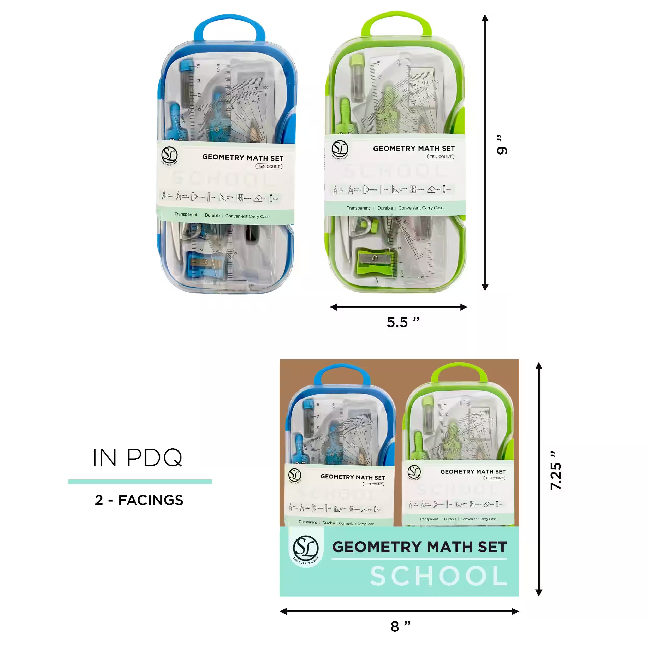SL 10PC MATH SET IN REUSABLE CARRYING CASE-