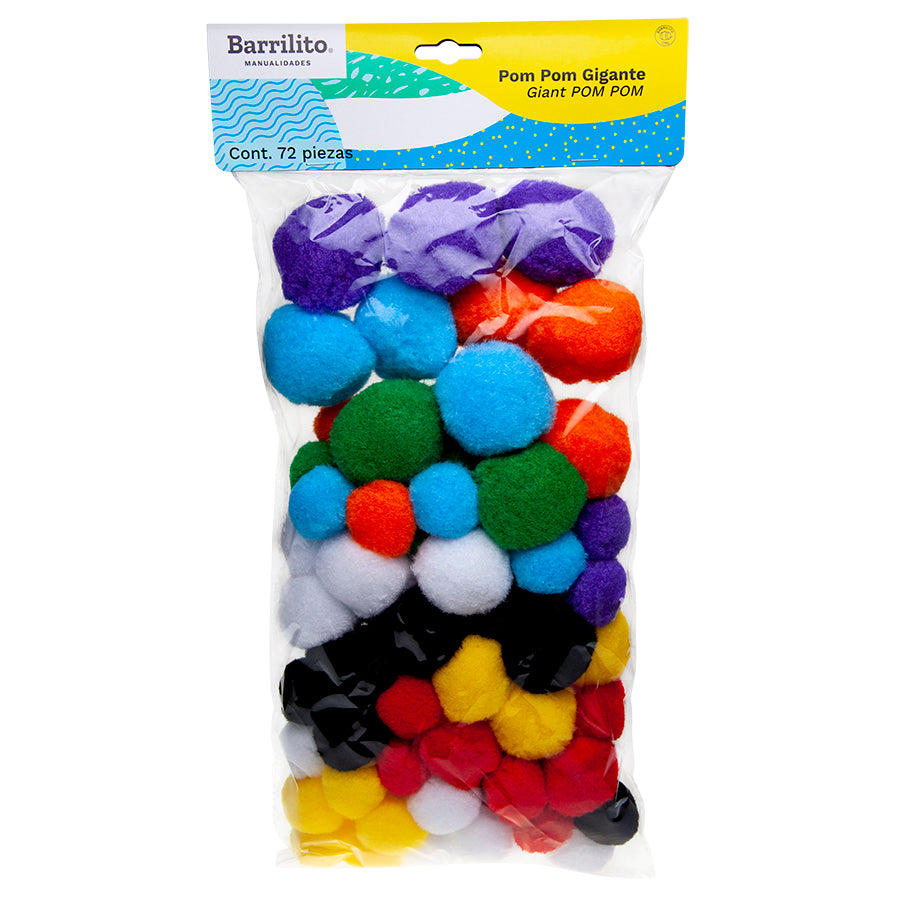 Pom Pom Gigante colores surtidos pk/72pz.,ctn/36pk