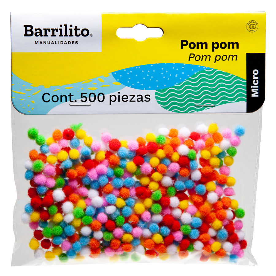 Micro pom pom colores bolsa/500pz,ctn/72pk