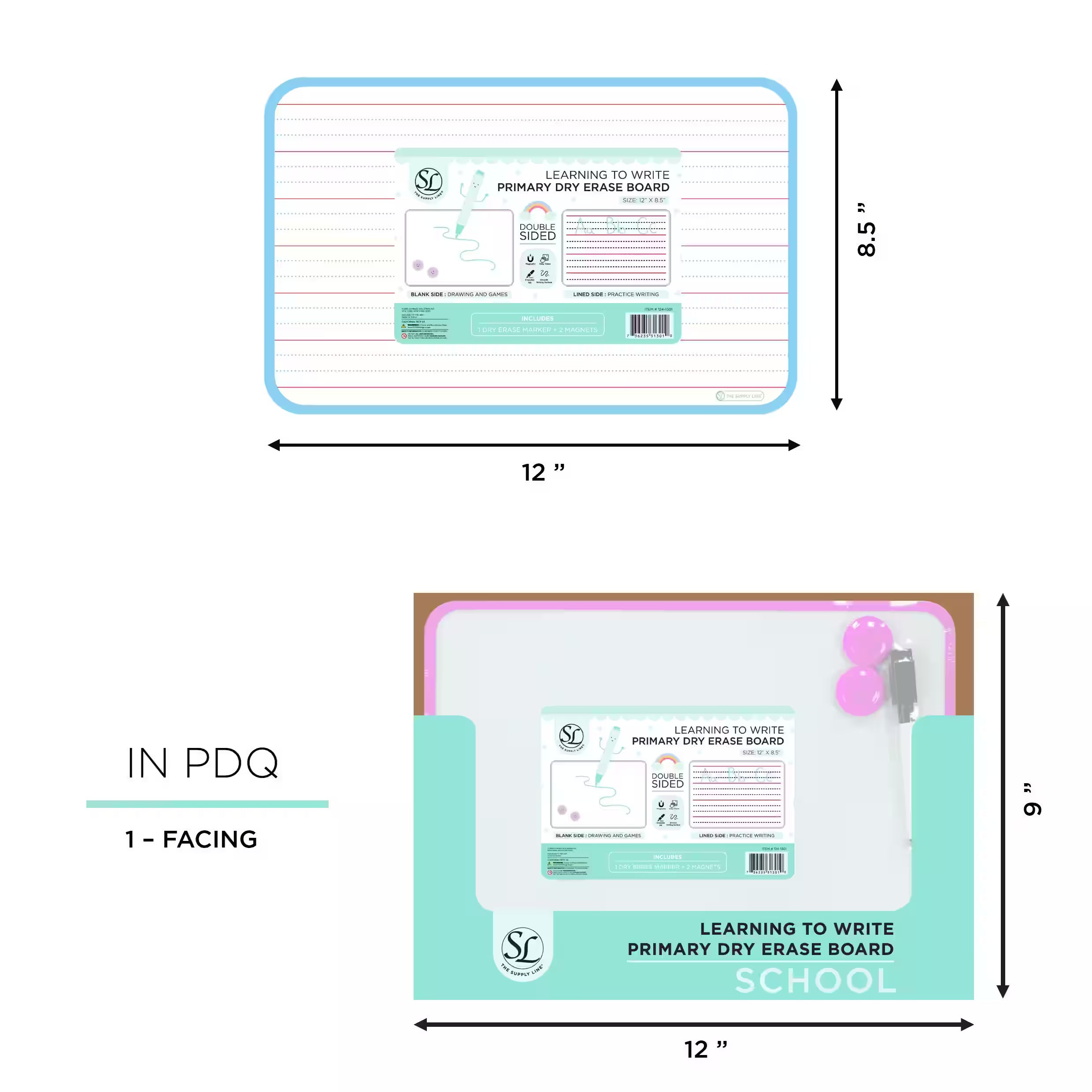 SL-DOUBLE SIDED PRIMARY DRY ERASE BOARD IN PDQ-