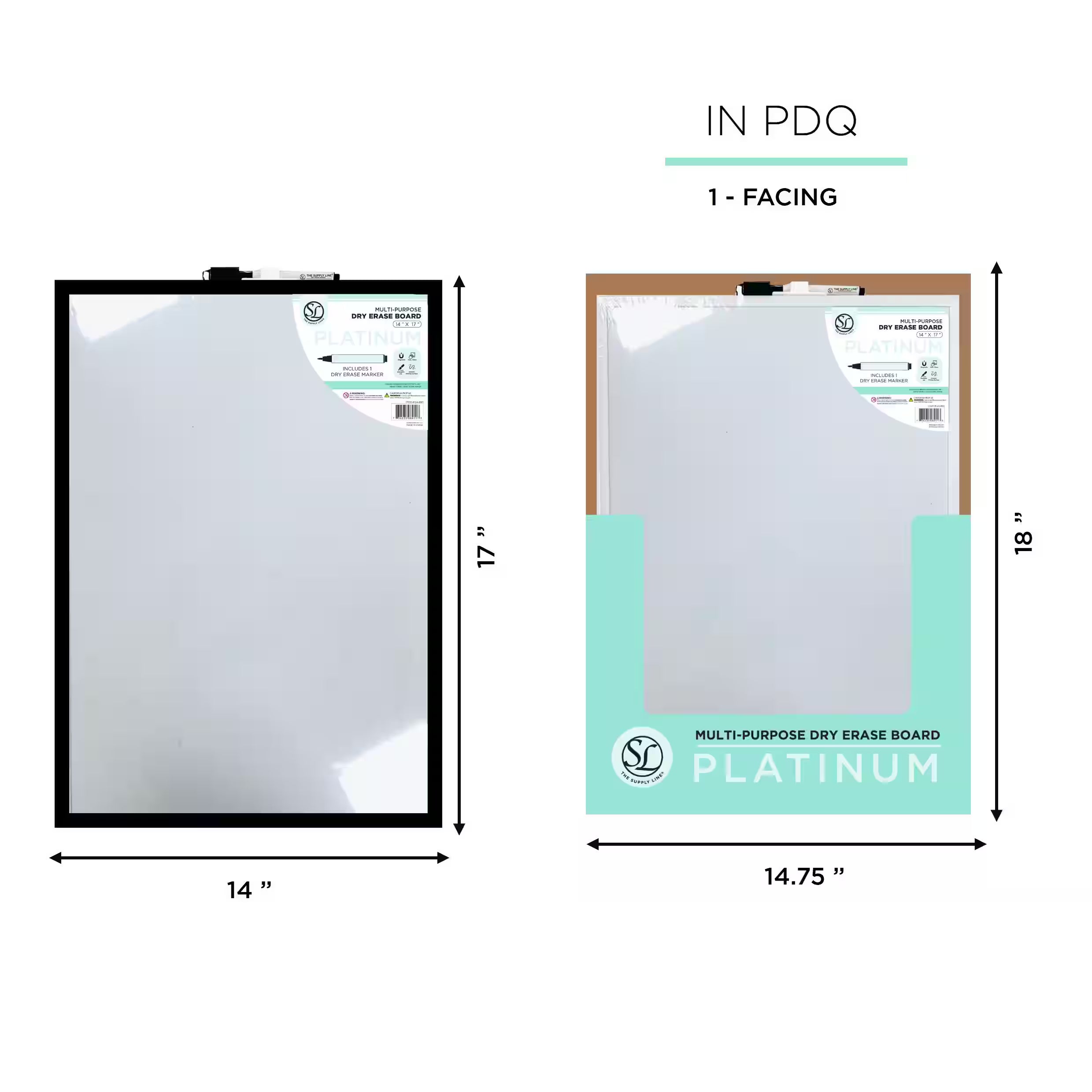 SL BLANK 14x17 DRY ERASE BOARD W/ MARKER IN PDQ-