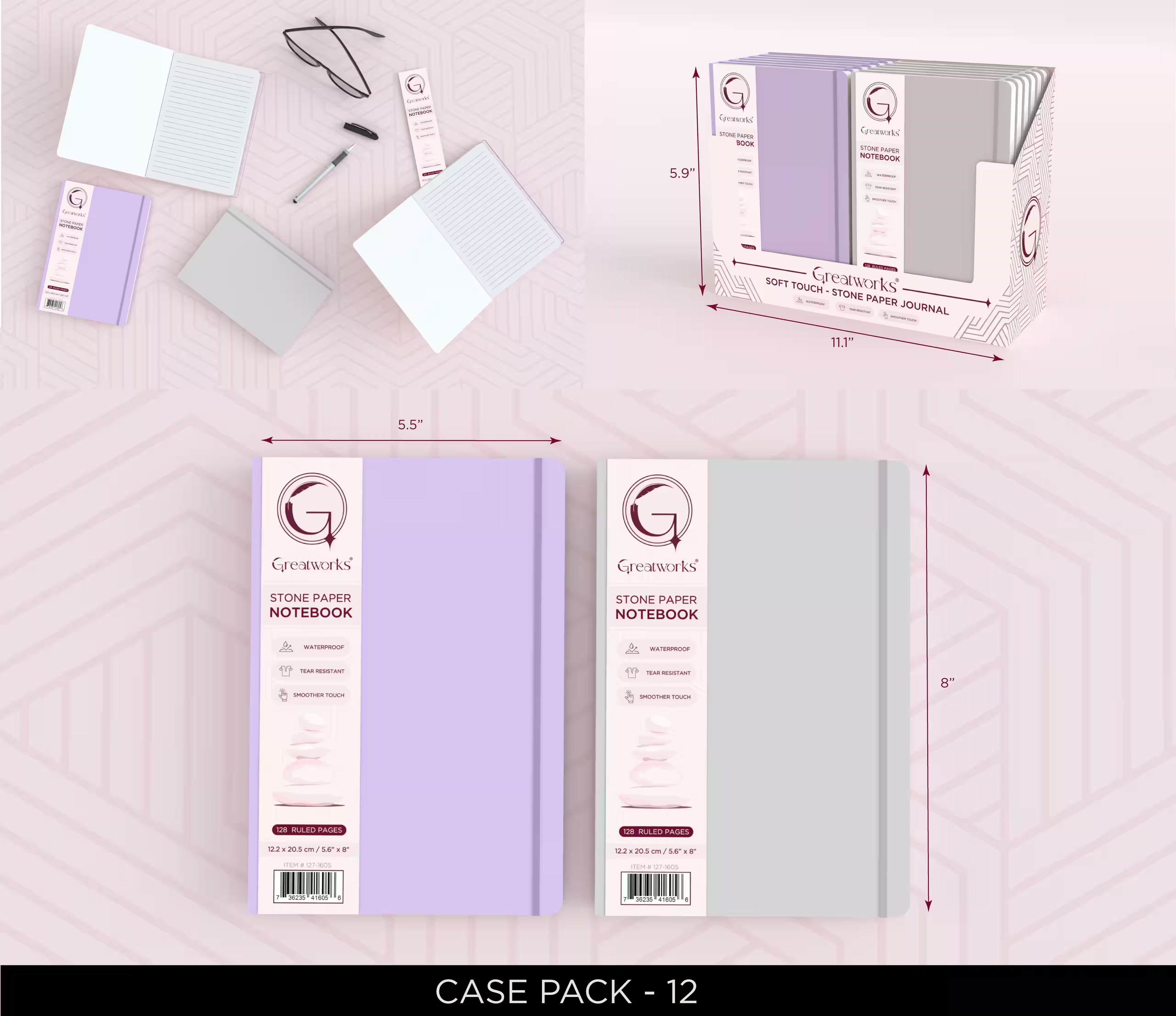 GW STONE PAPER JOURNAL 108 SHEETS ASST B