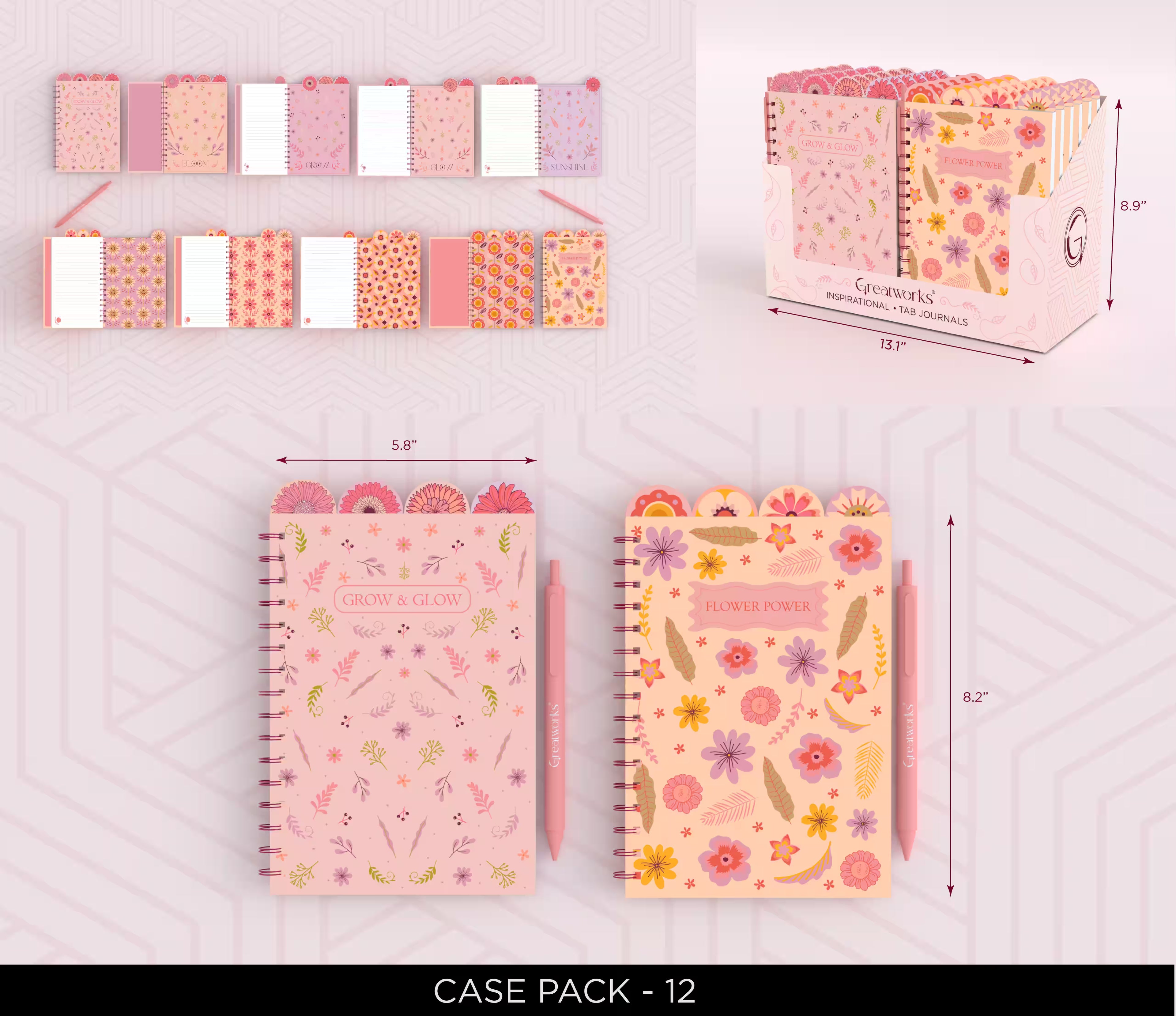 GW POLY TAB JOURNAL FLOWER POWER, GLOW & GRO
