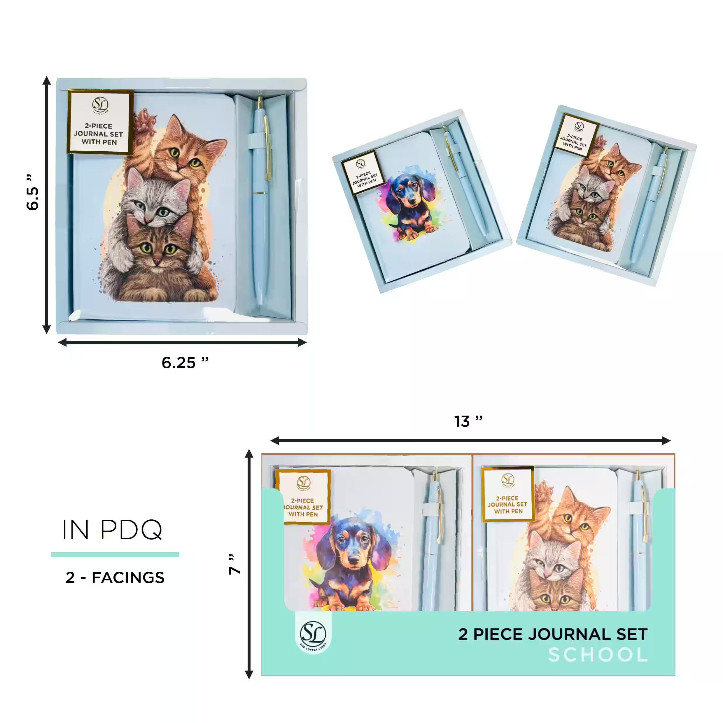 SL BOXED PET JOURNAL W/ PEN SET - ASST IN PDQ