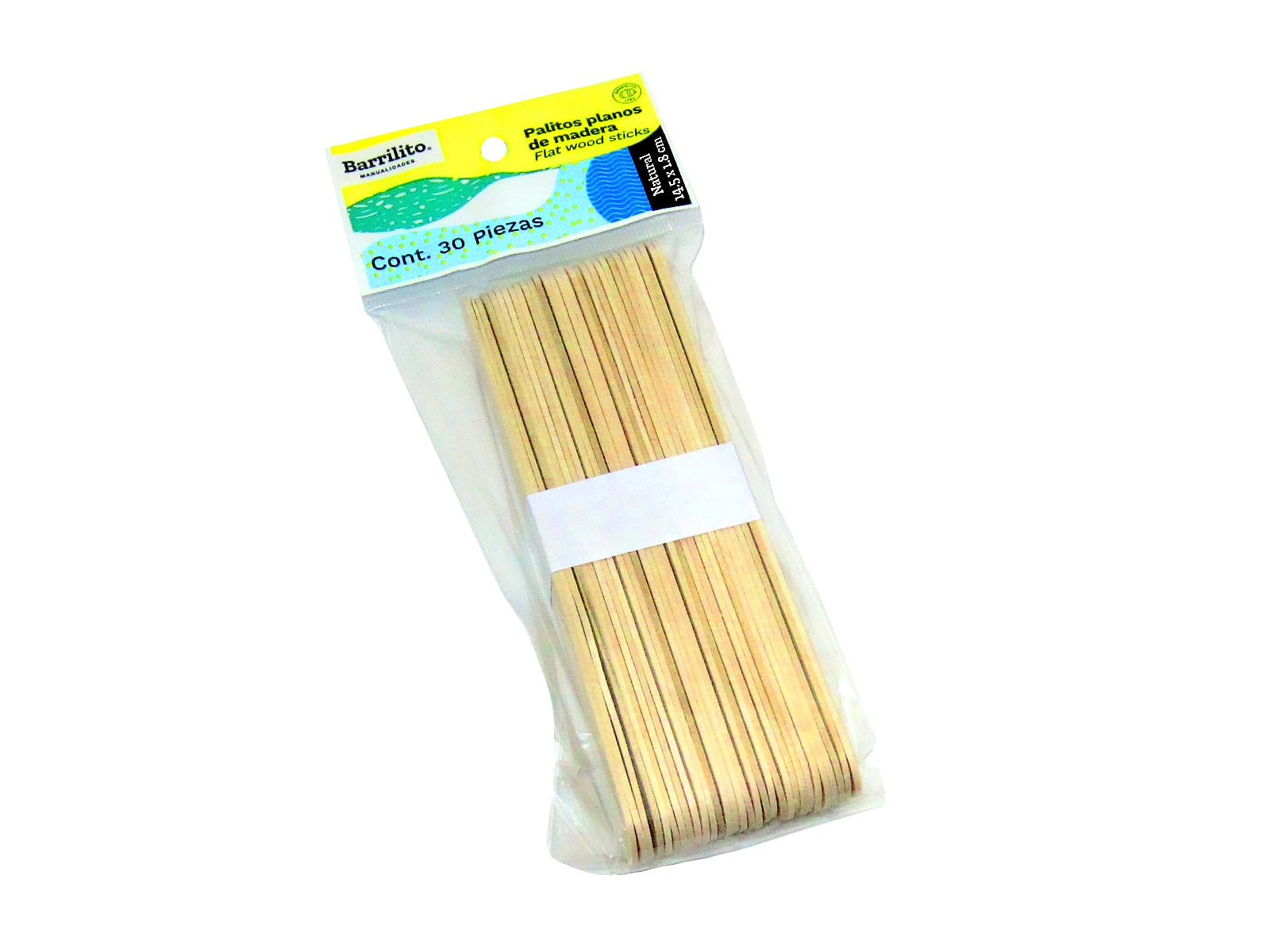 Palitos Planos de Madera Natural pk/30pz. 14.5cm x1.8cm (5.51 x 0.71")
