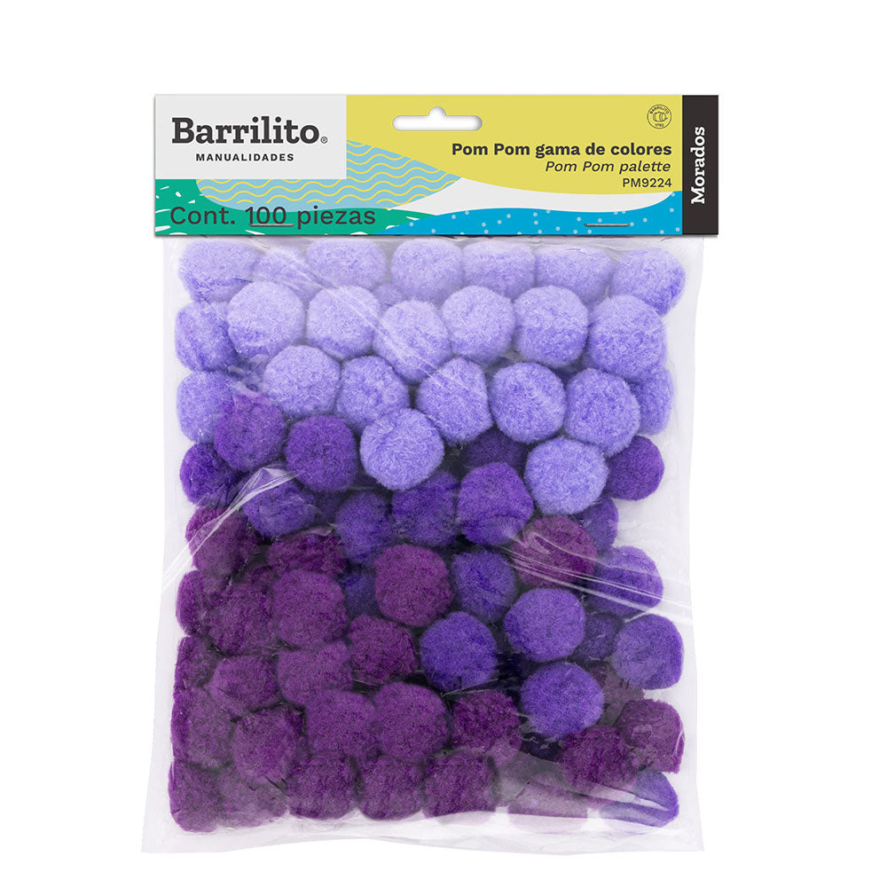 Pom Pom Gama de Colores Morados pk/100u