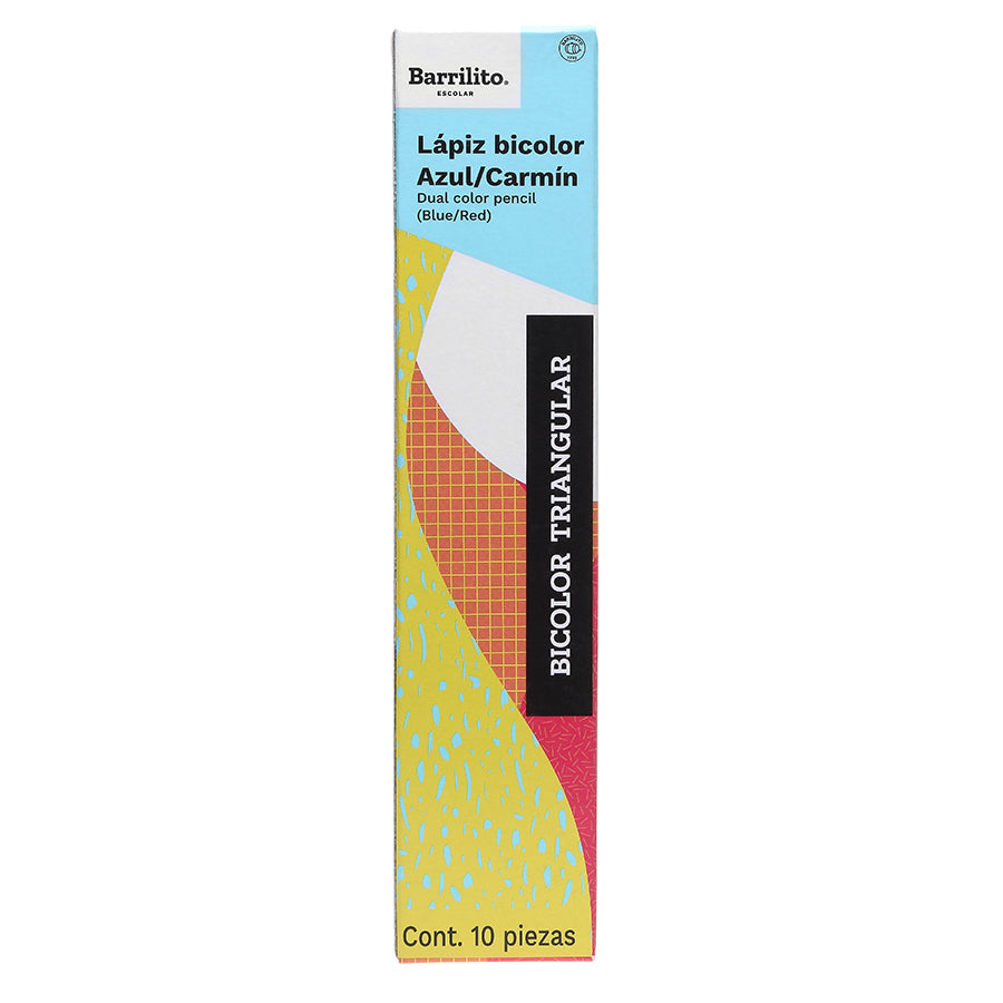 Lapiz bicolor azul-carmin pk/10pz.,ctn/12pk