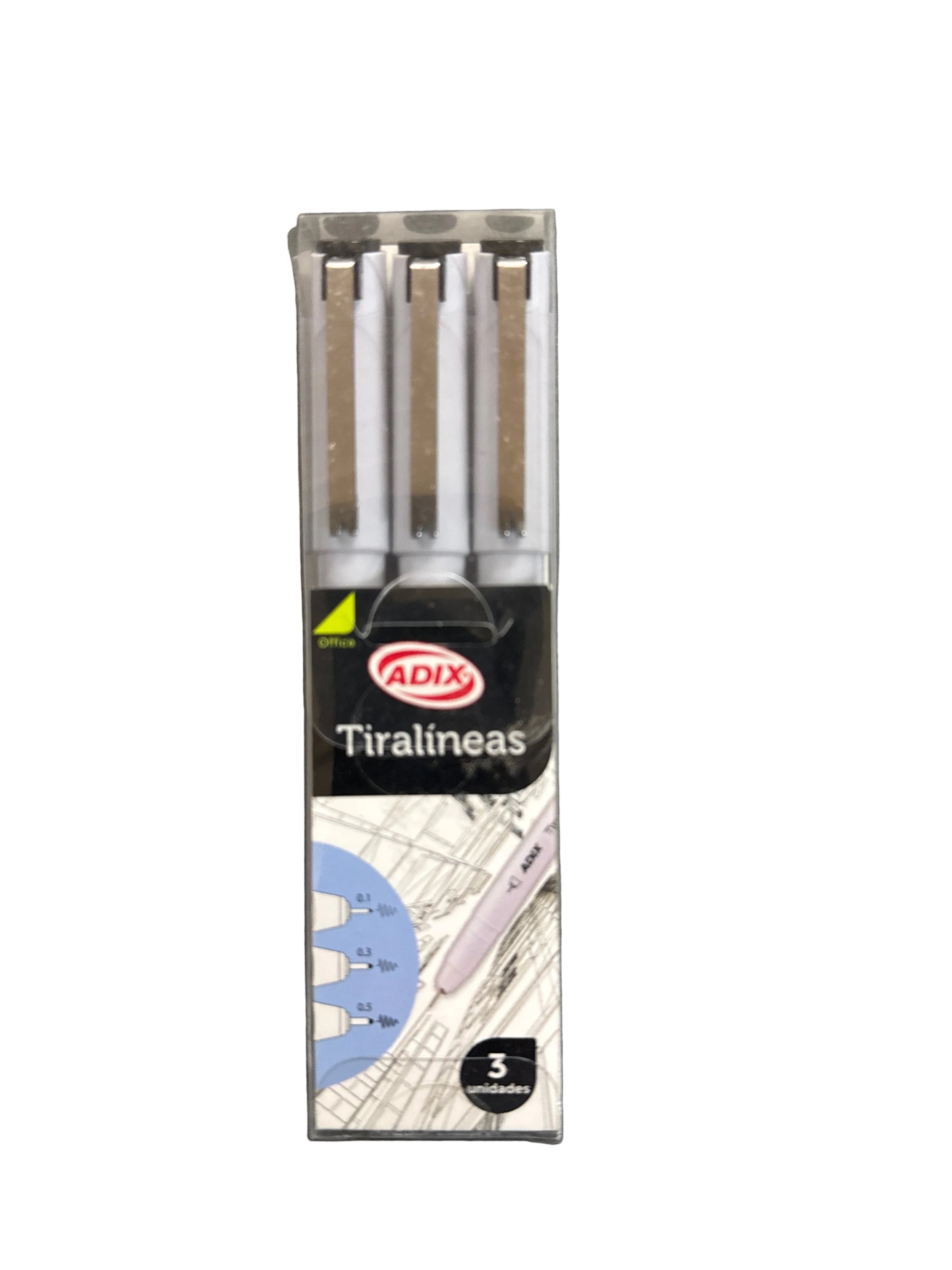 Tiralineas 3 Puntas 0.1mm,0.3mm y 0.5mm Pk/3