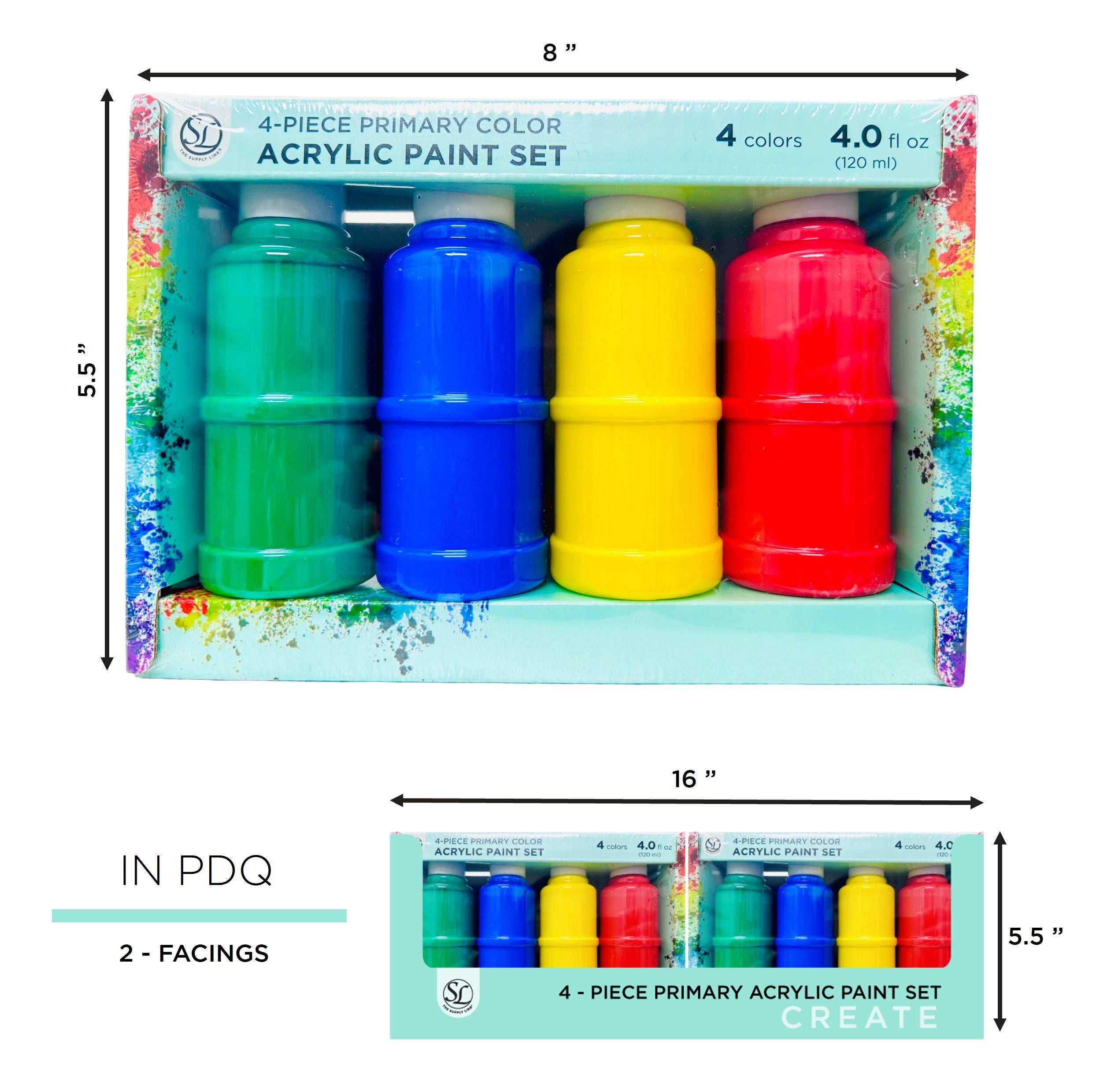 4Pk Primary Paint Set In Box - 120Ml Bottle