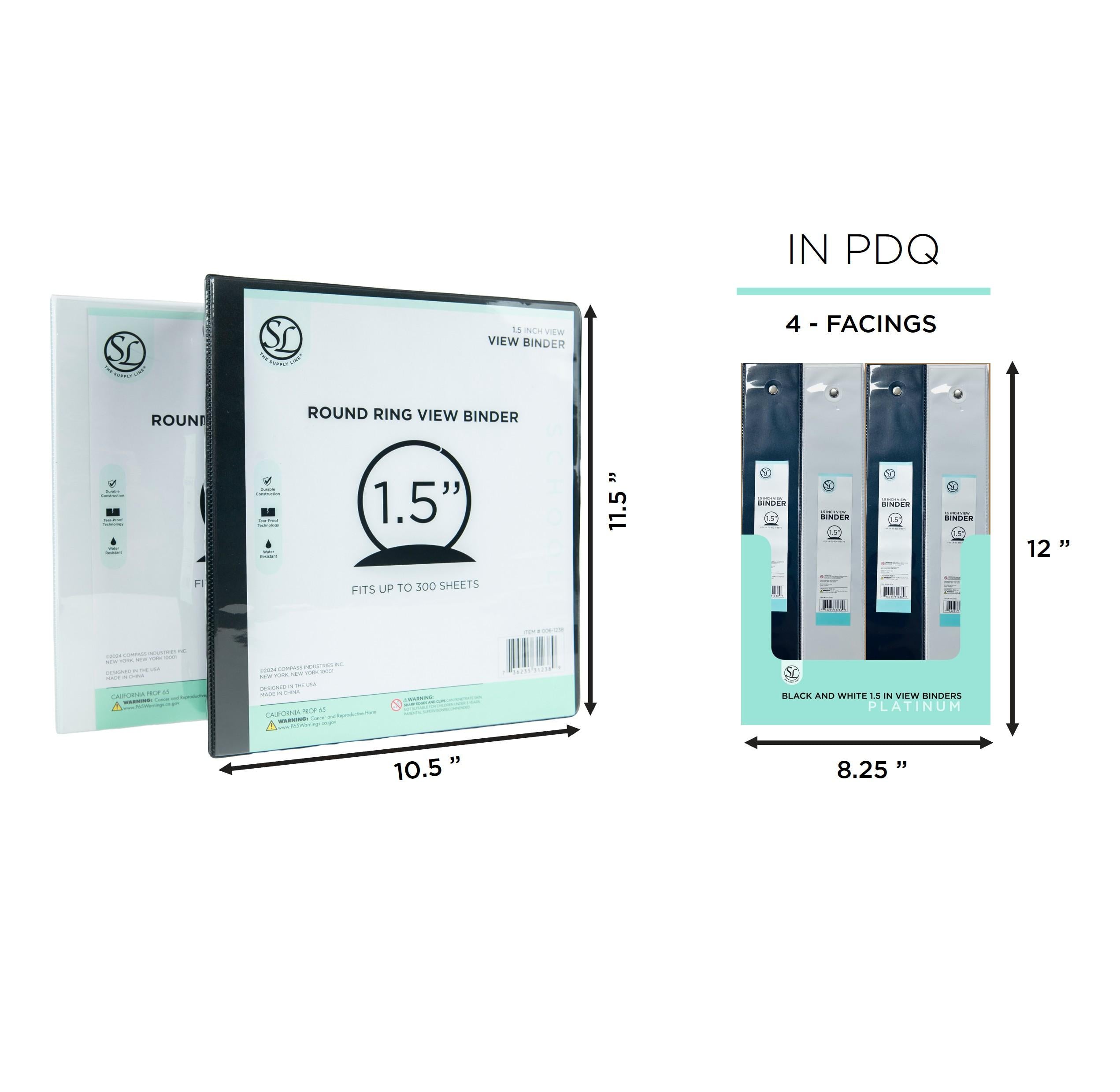 1.5In View Binders- Black&White Asst