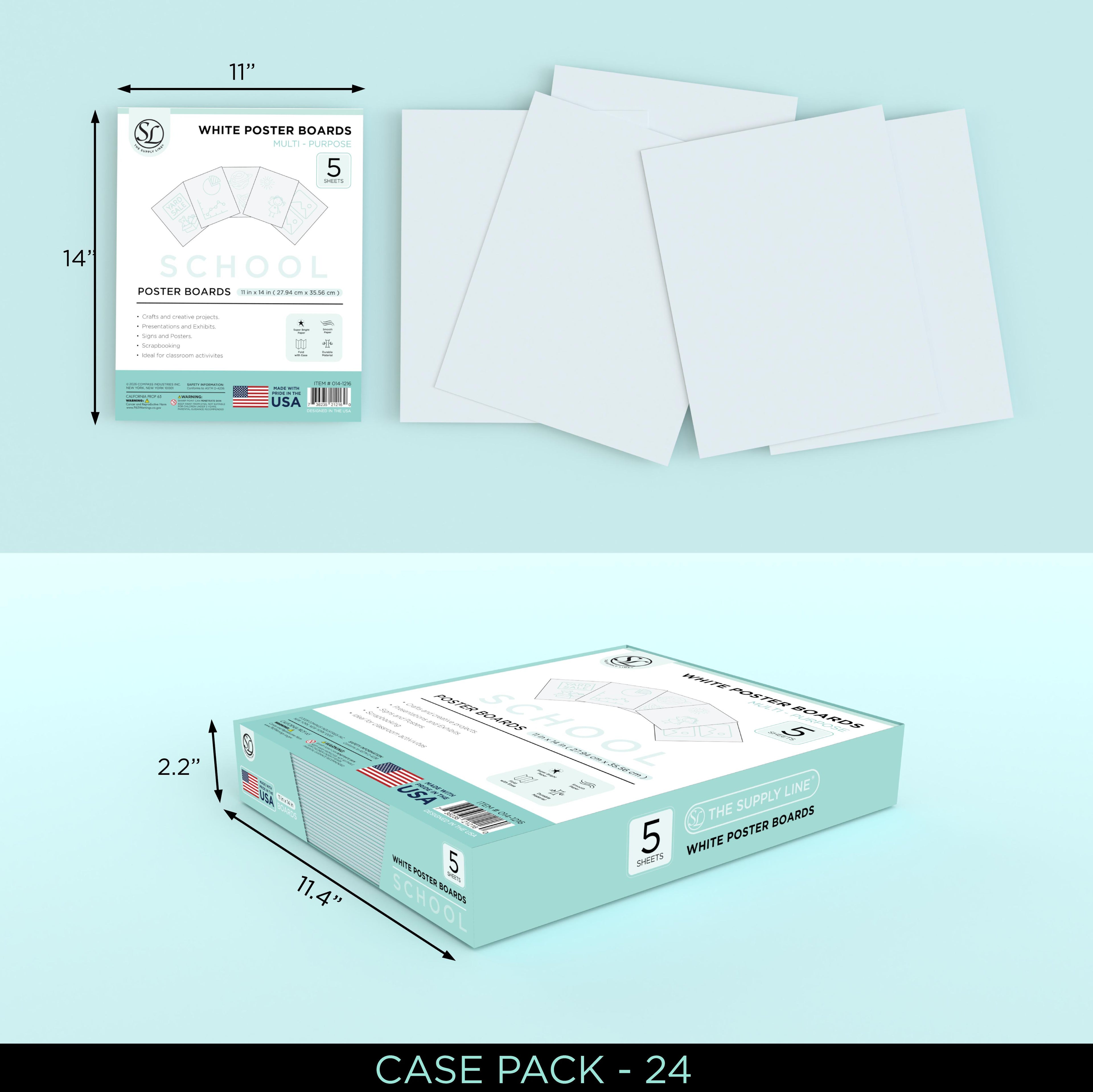 Poster Board 5Pk 11"14" White