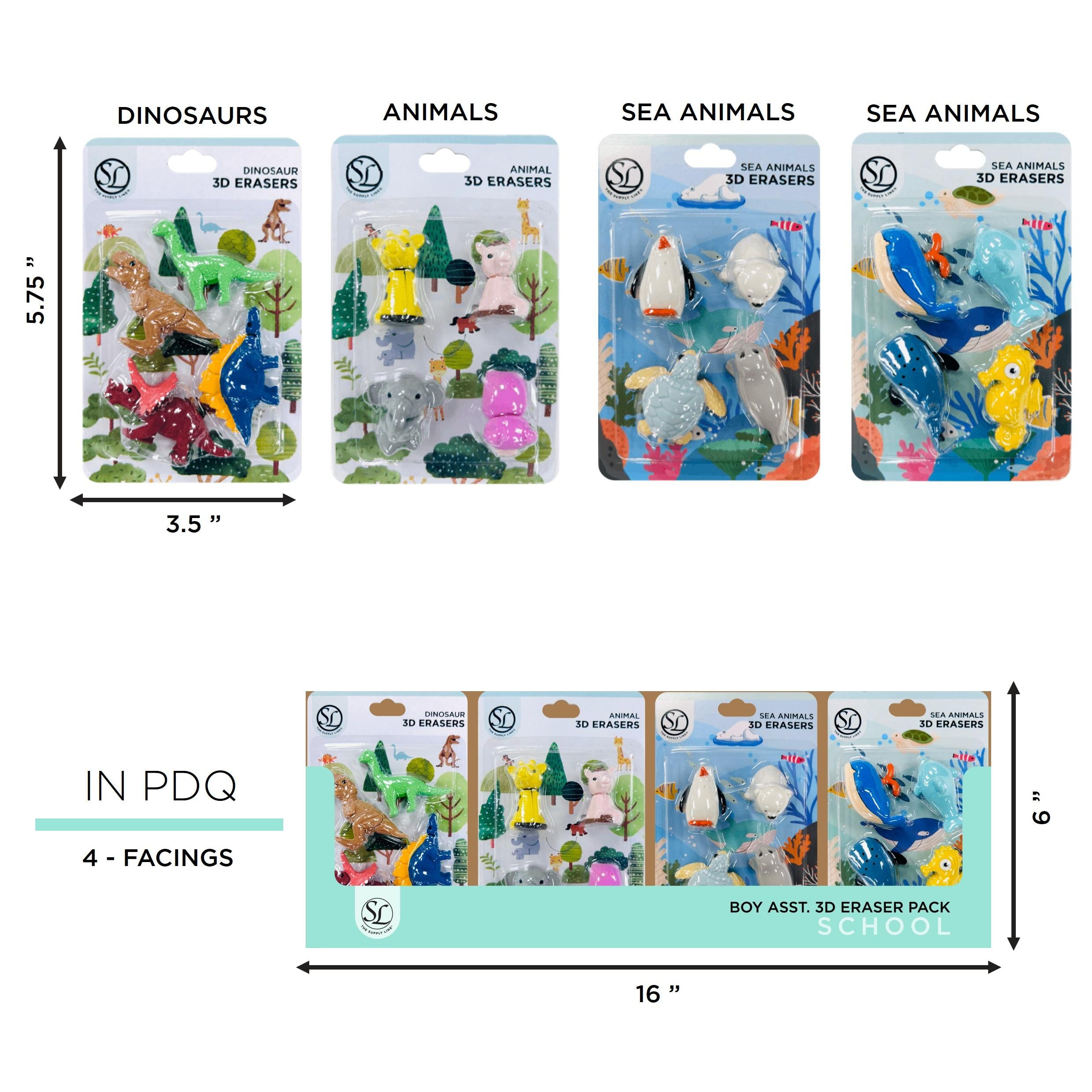 Boys Asst 3D Erasers Packs- 4 Sets