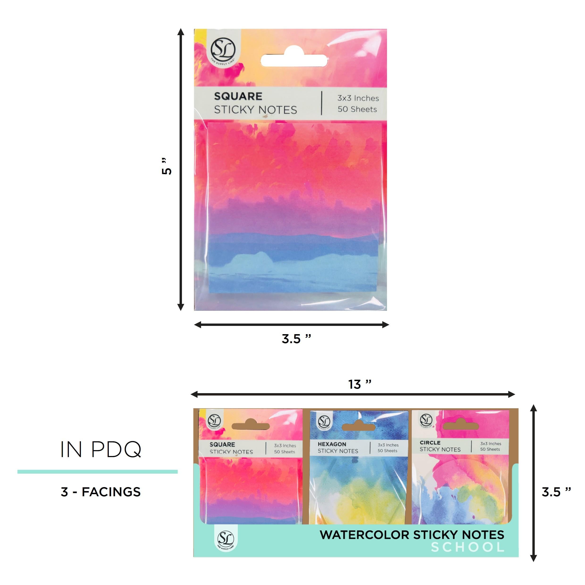 Watercolored Sticky Note Pads- 50 Sheets-