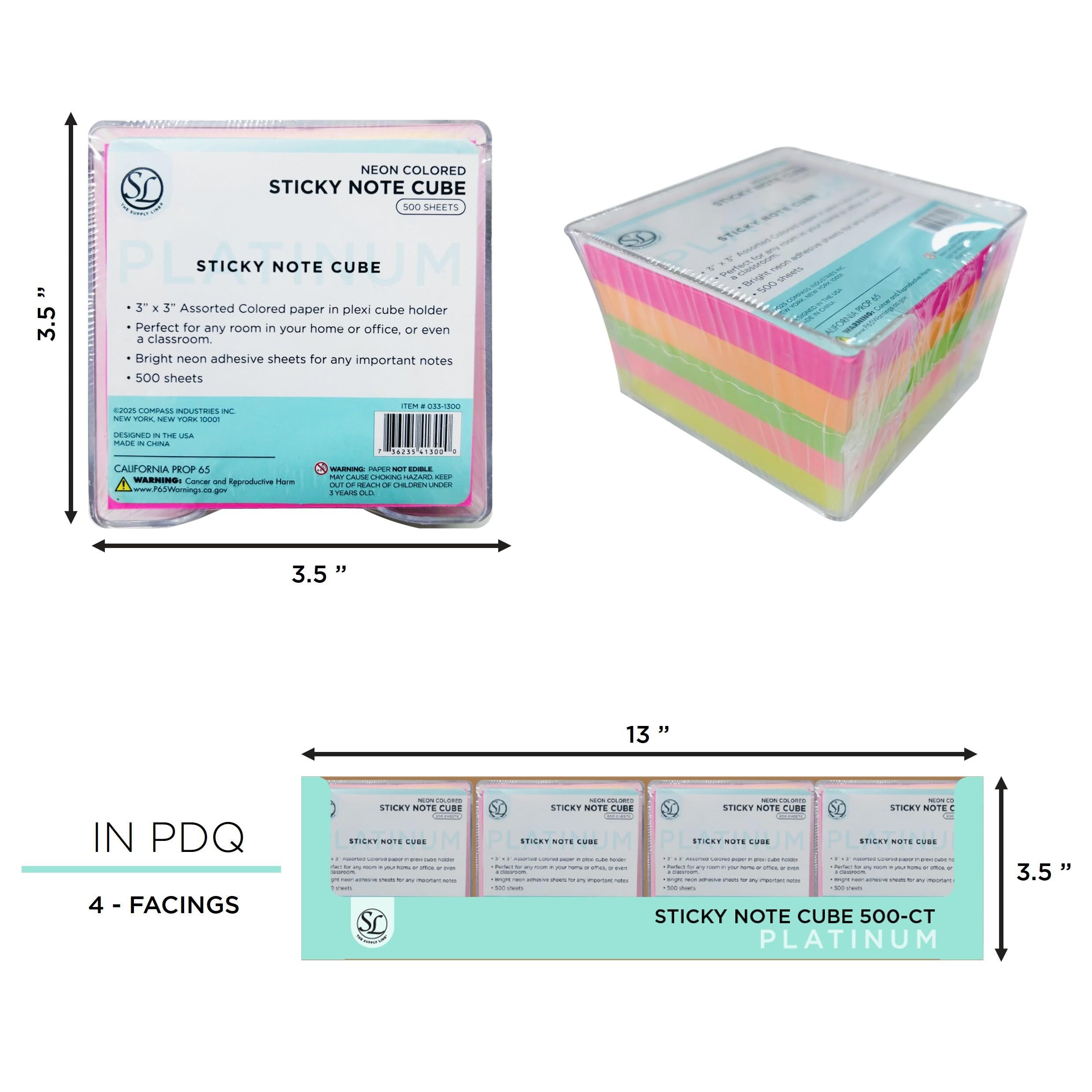 500 Sheet Sticky Note S Cube - Neon-