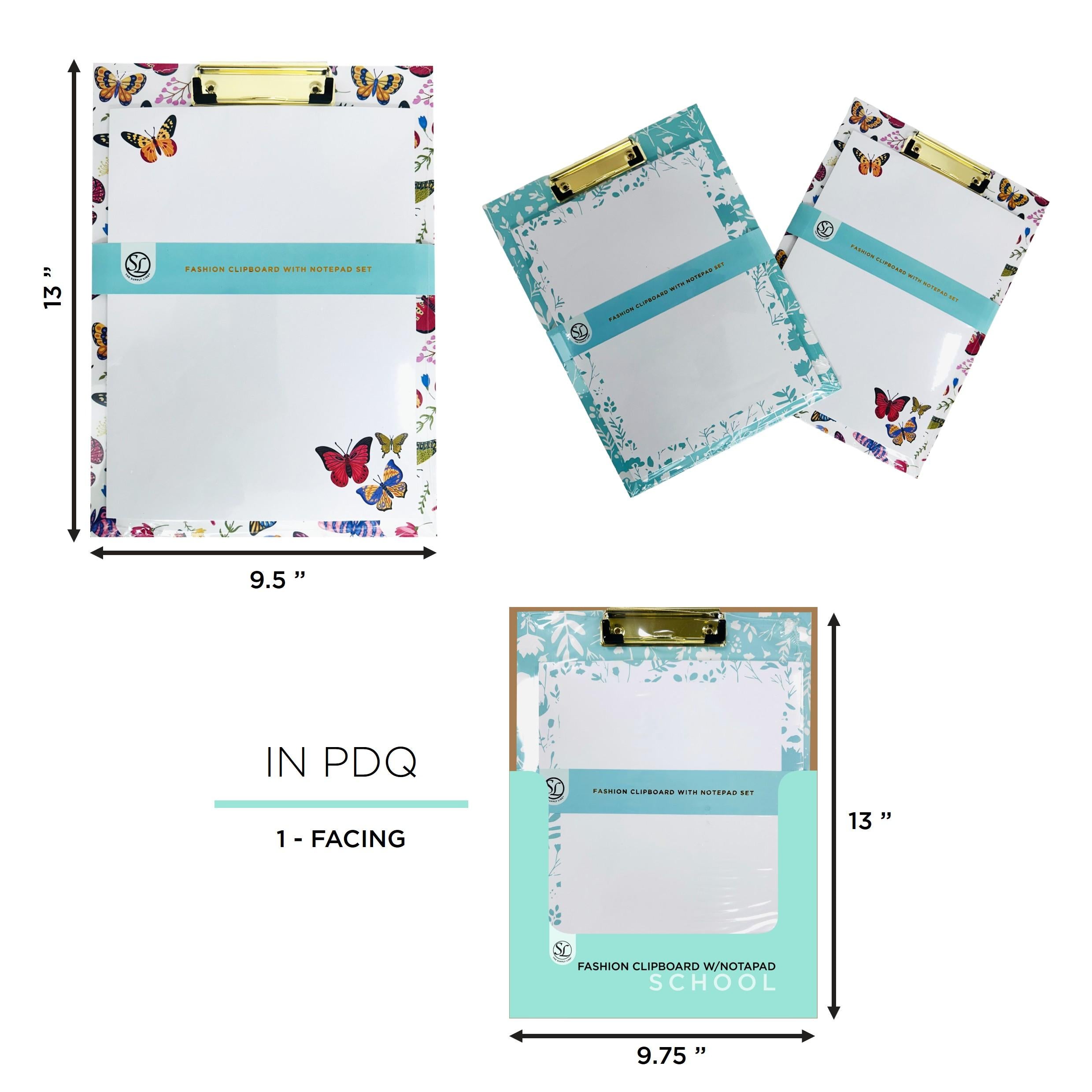 Fashion Clipboard W/ Notepad Set- 50 Sheets-