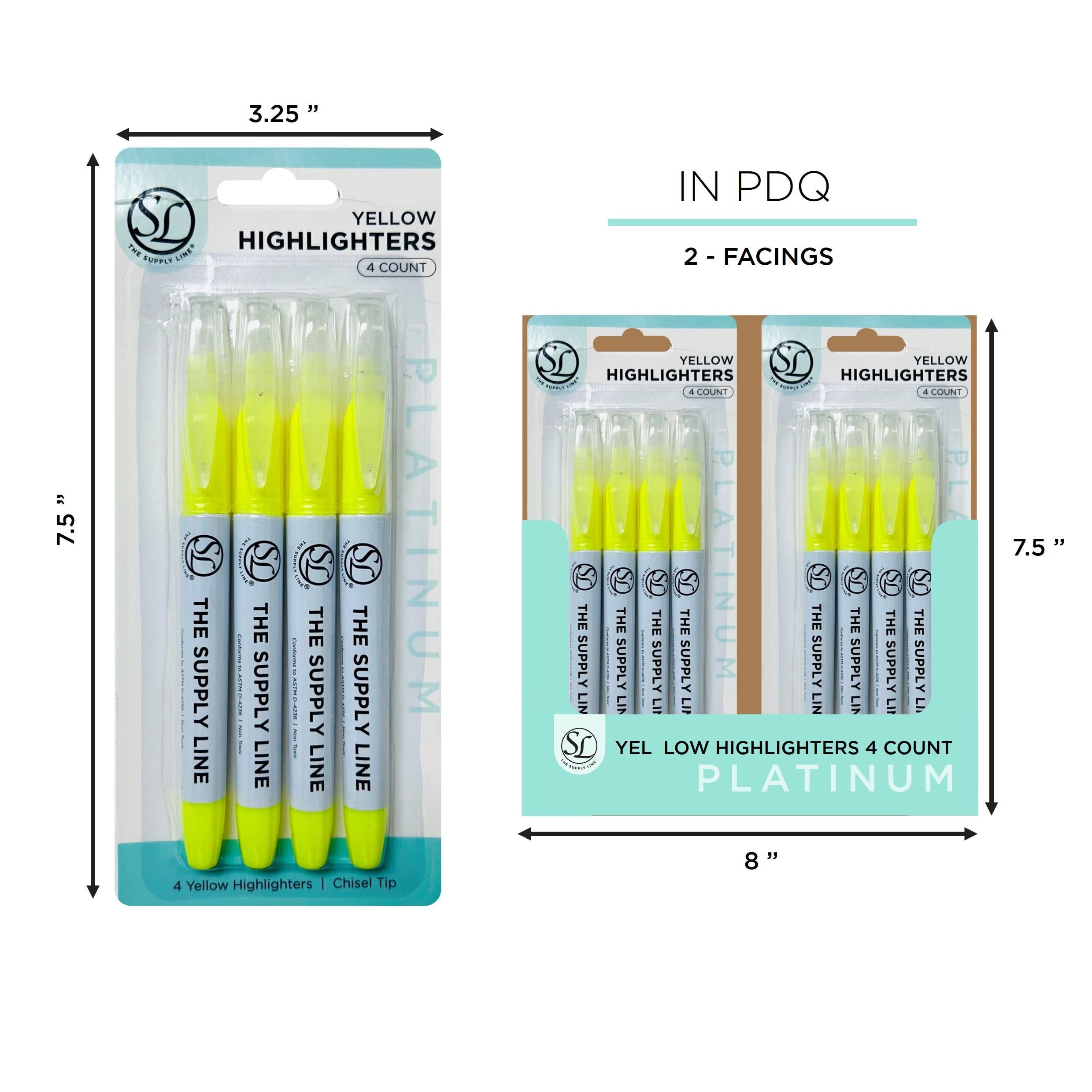 4Ct Highlighters- Yellow- In