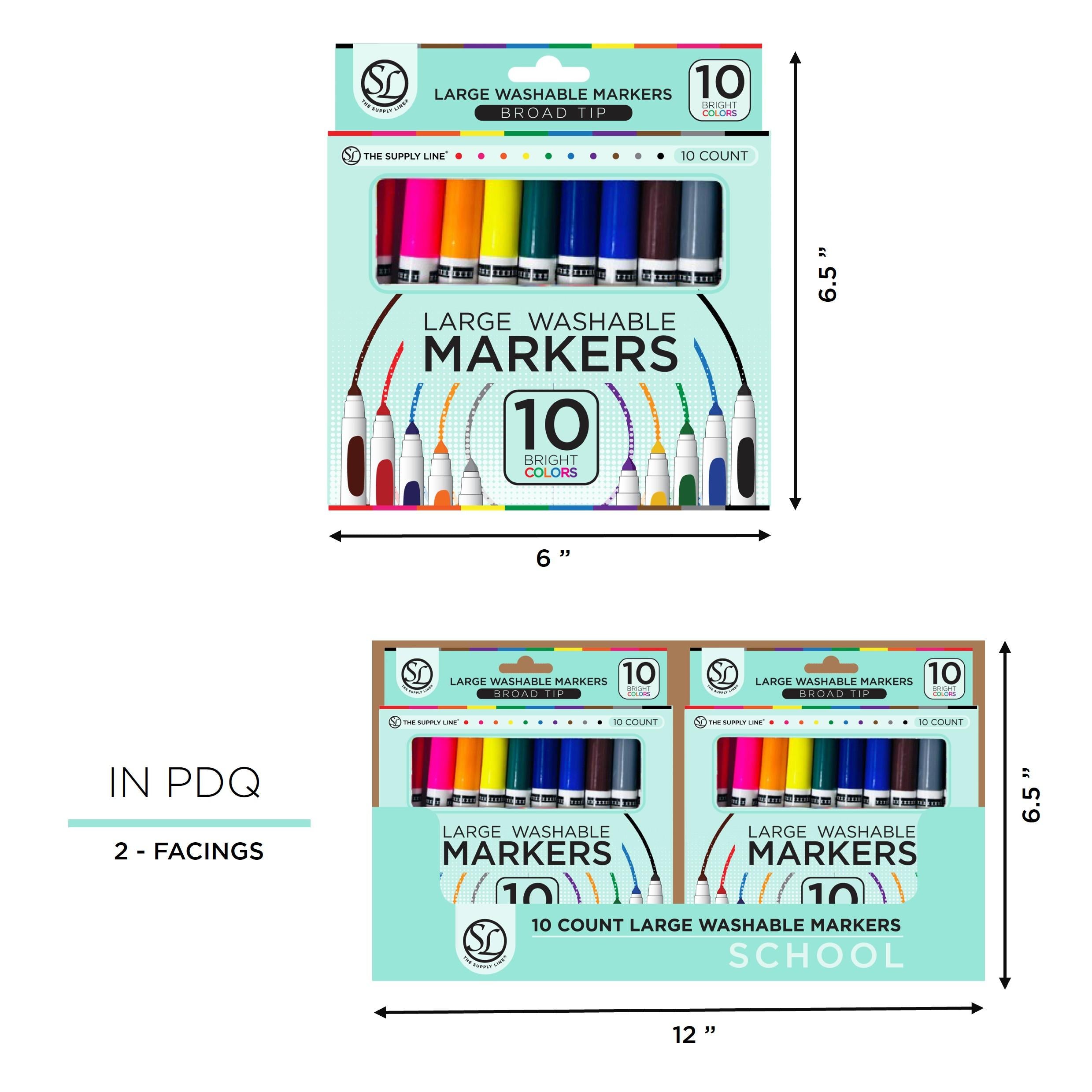 10Ct Washable Broad Tip Markers In