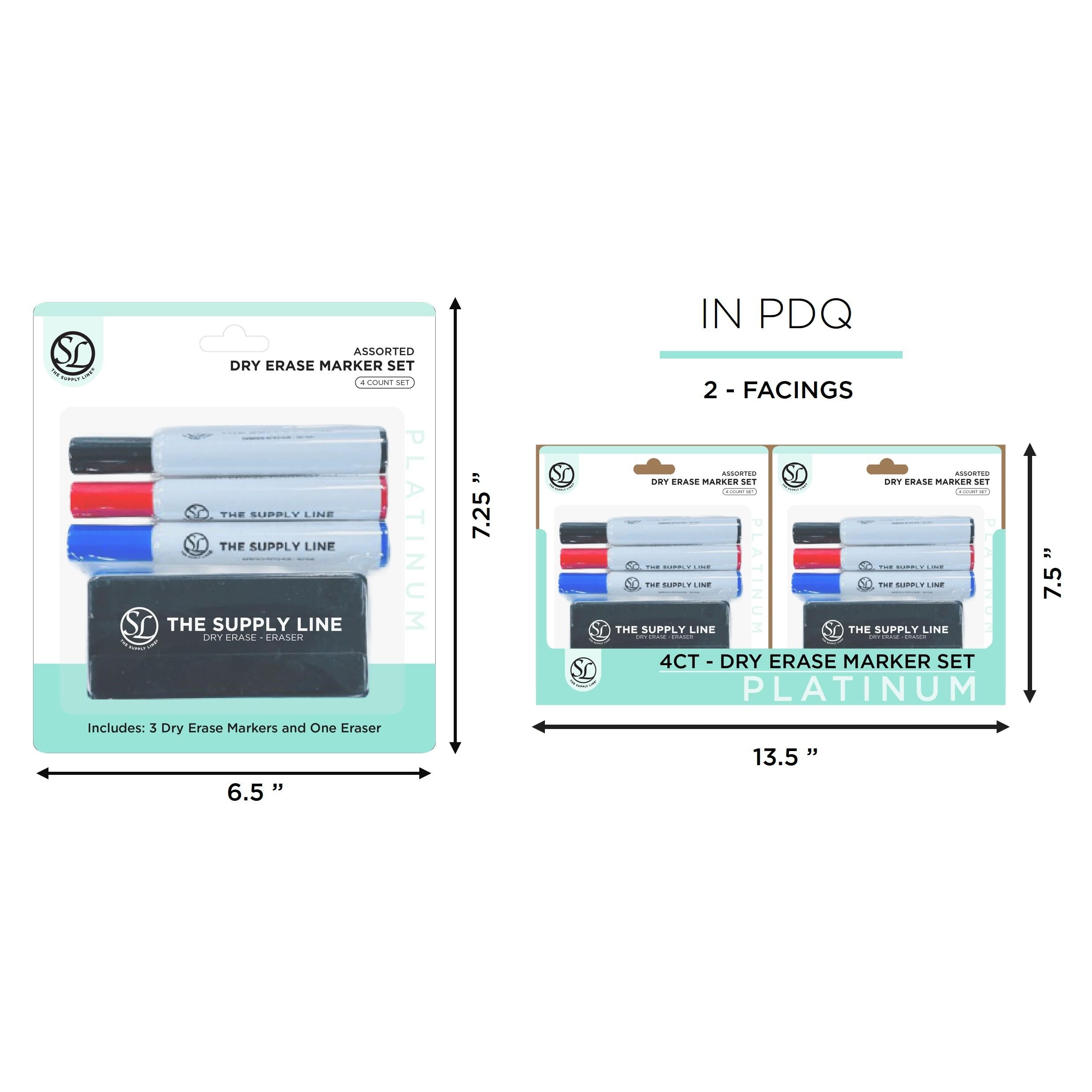 Dry Erase Marker Set W Eraser - 3 Markers-