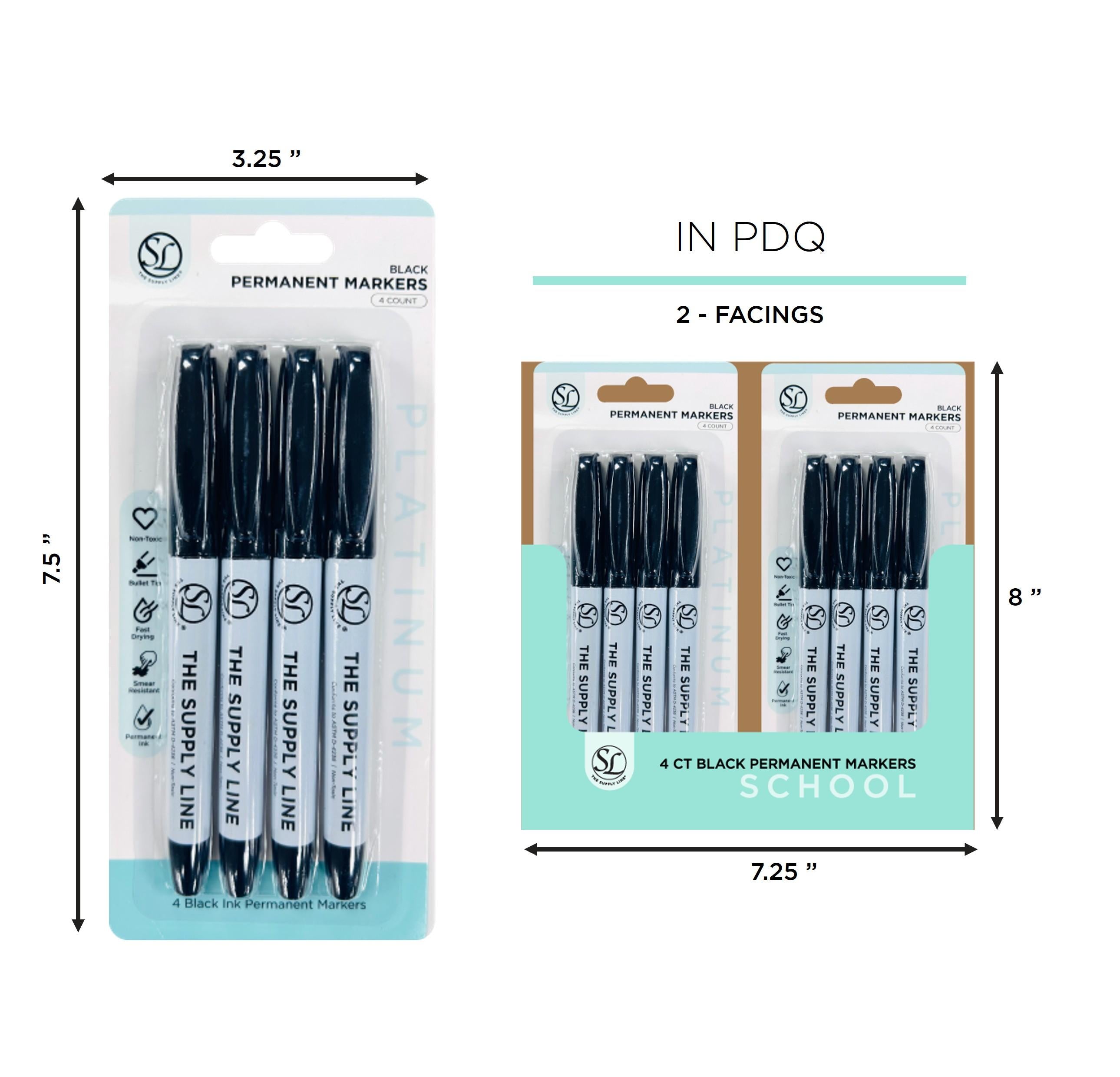 4Ct Black Permanent Markers