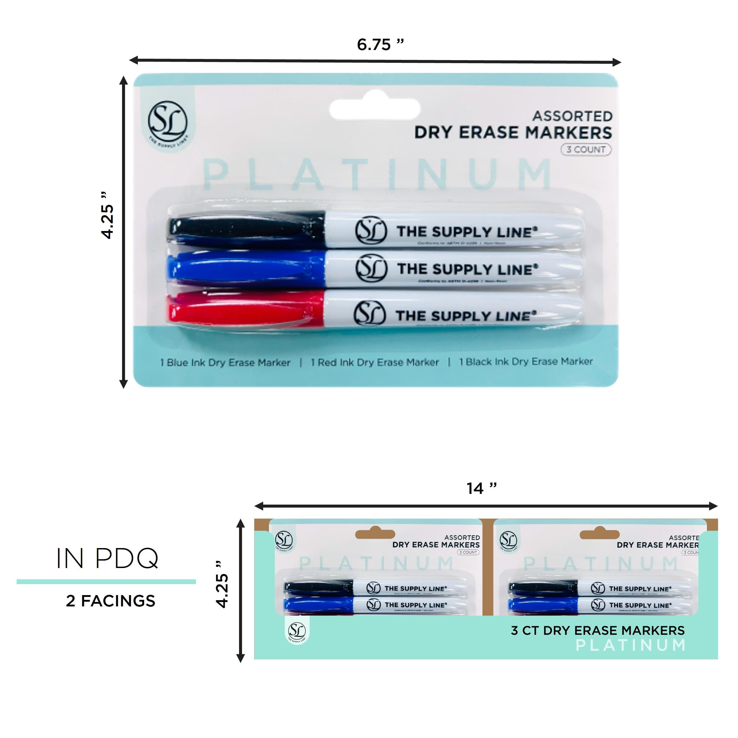 3Ct Dry Erase Markers In - Blue, Black, Red