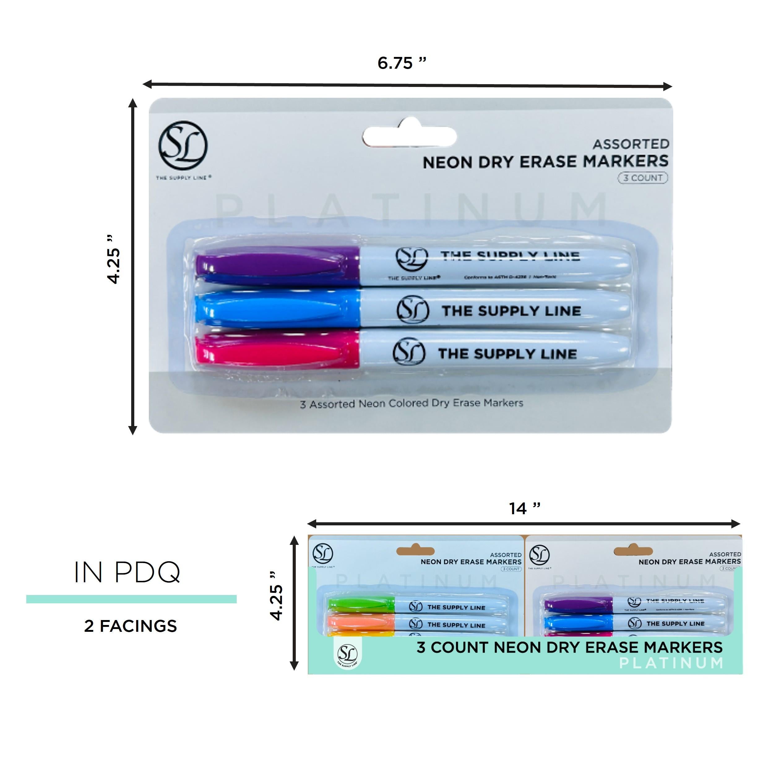 3Ct Neon Dry Erase Markers In - Asst