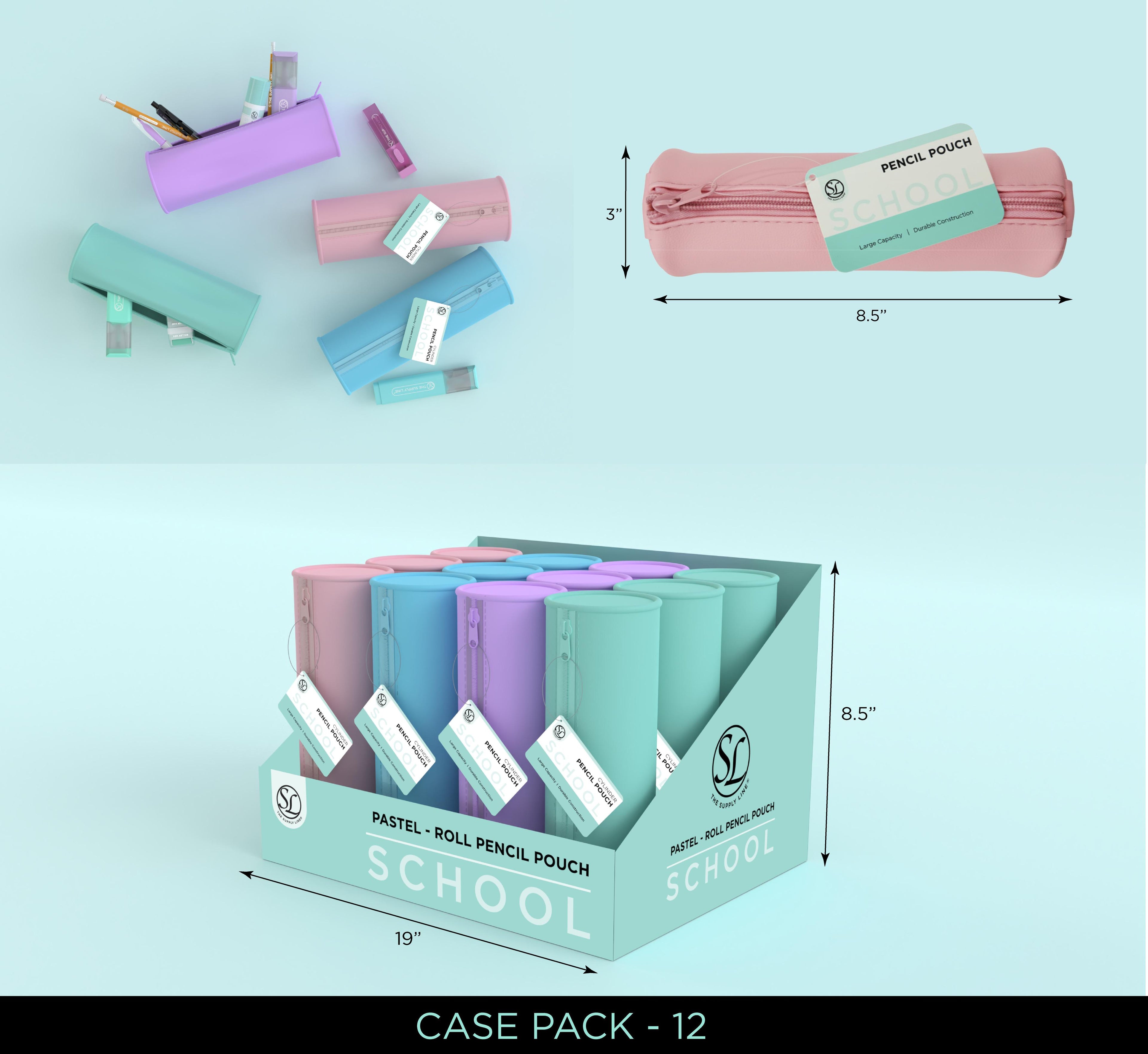 12Ct Canvas Roll Pouch Asst Colors Pastel
