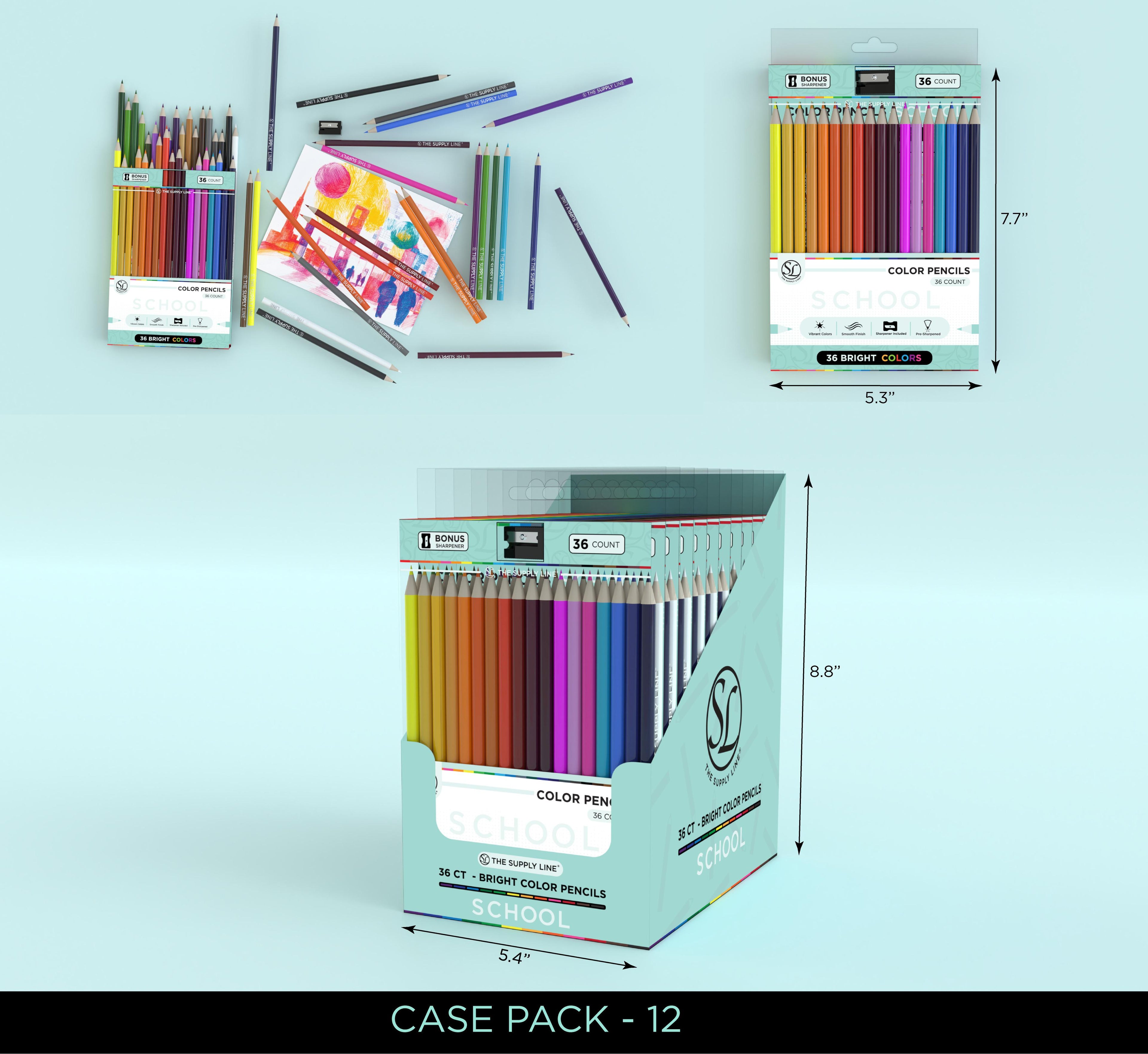 36Ct Colored Pencils W Sharpener Acetate Box