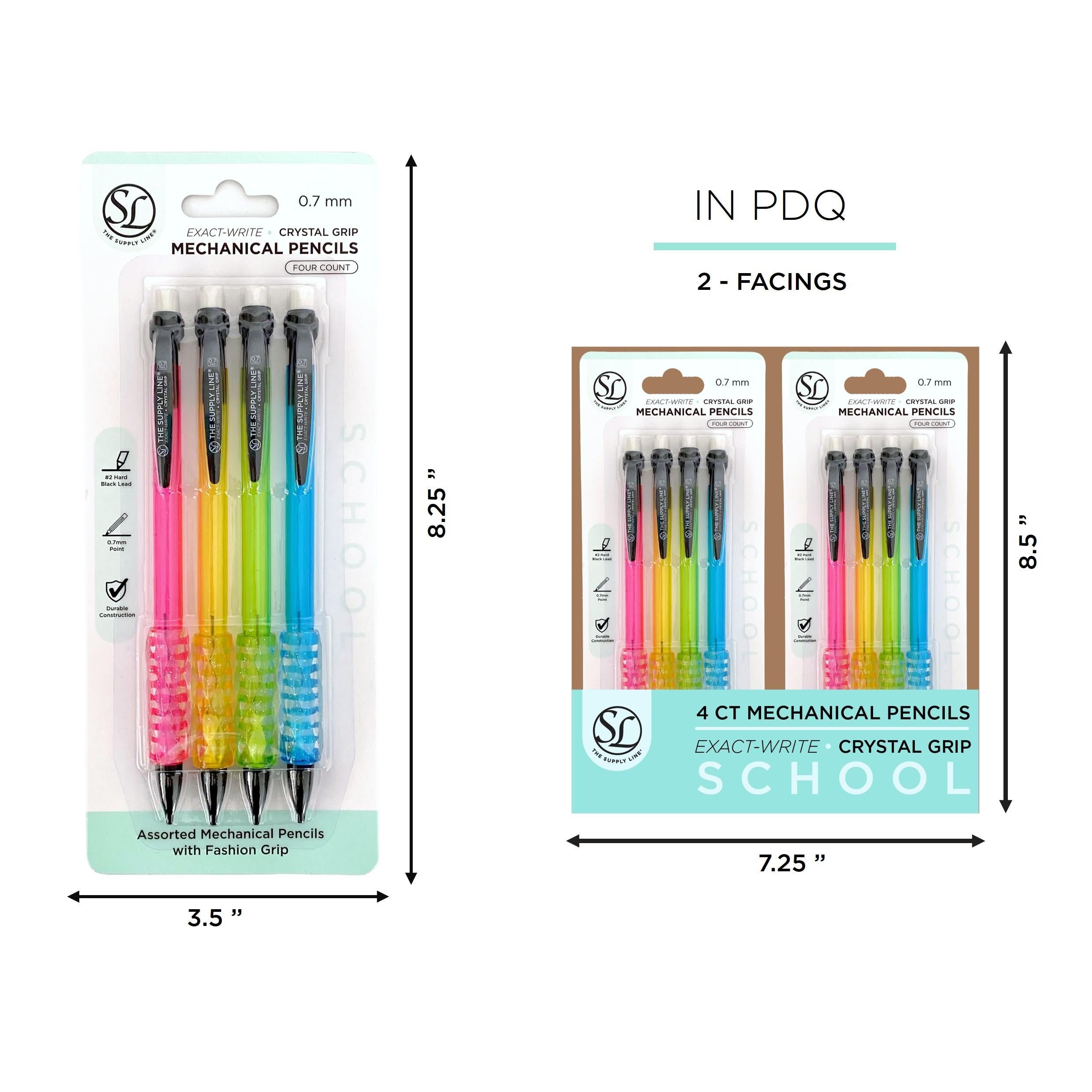 4Pk Mechanical Pencil W/ Fashion Cushion Grip-