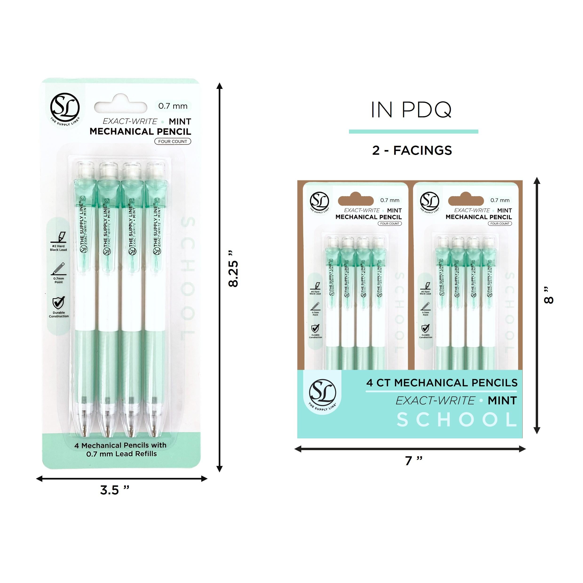 4Pk Mechanical Pencil W/ 0.7Mm Lead Refill-