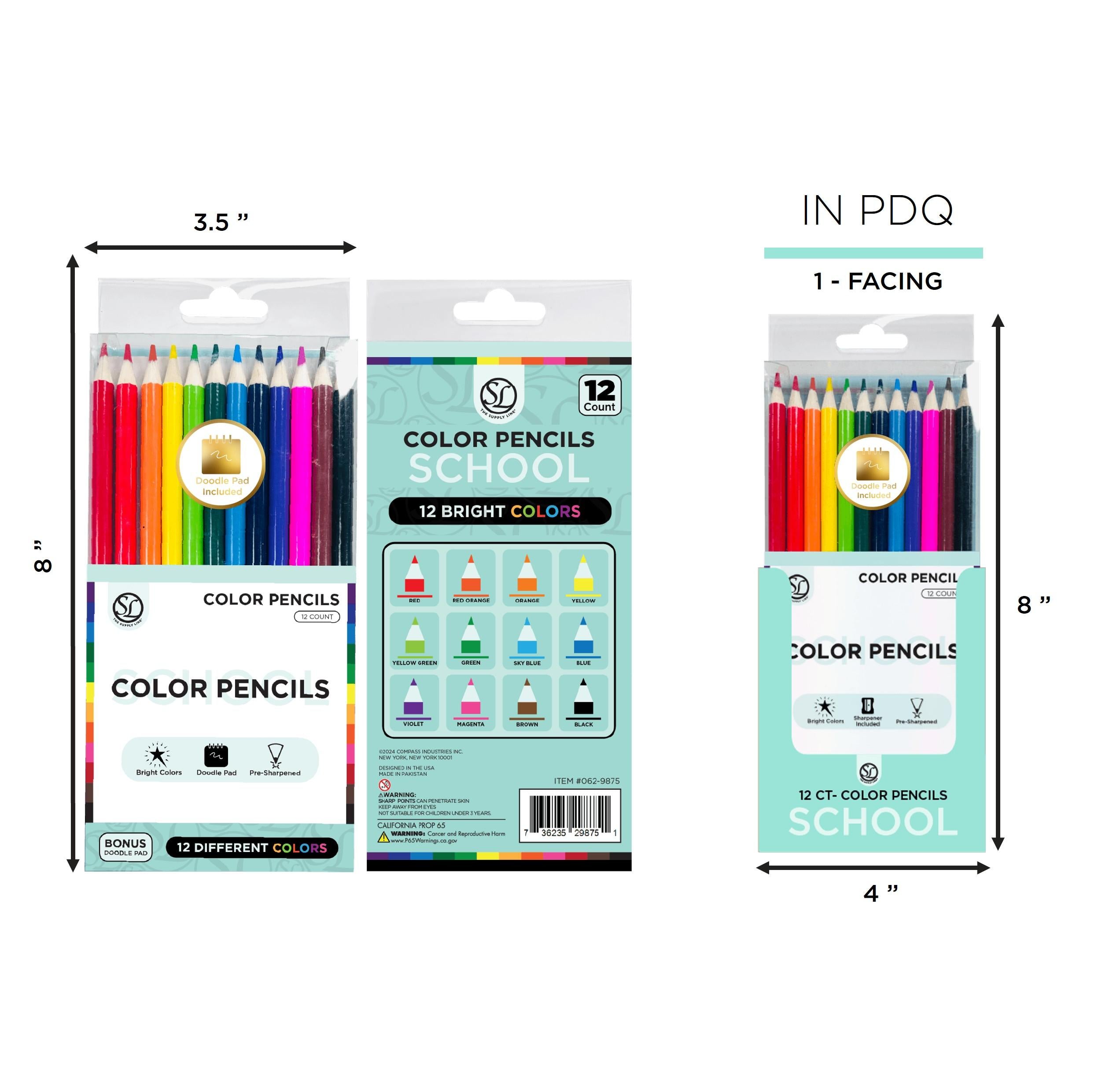 12Ct Color Pencils +1 Doodle Pad In