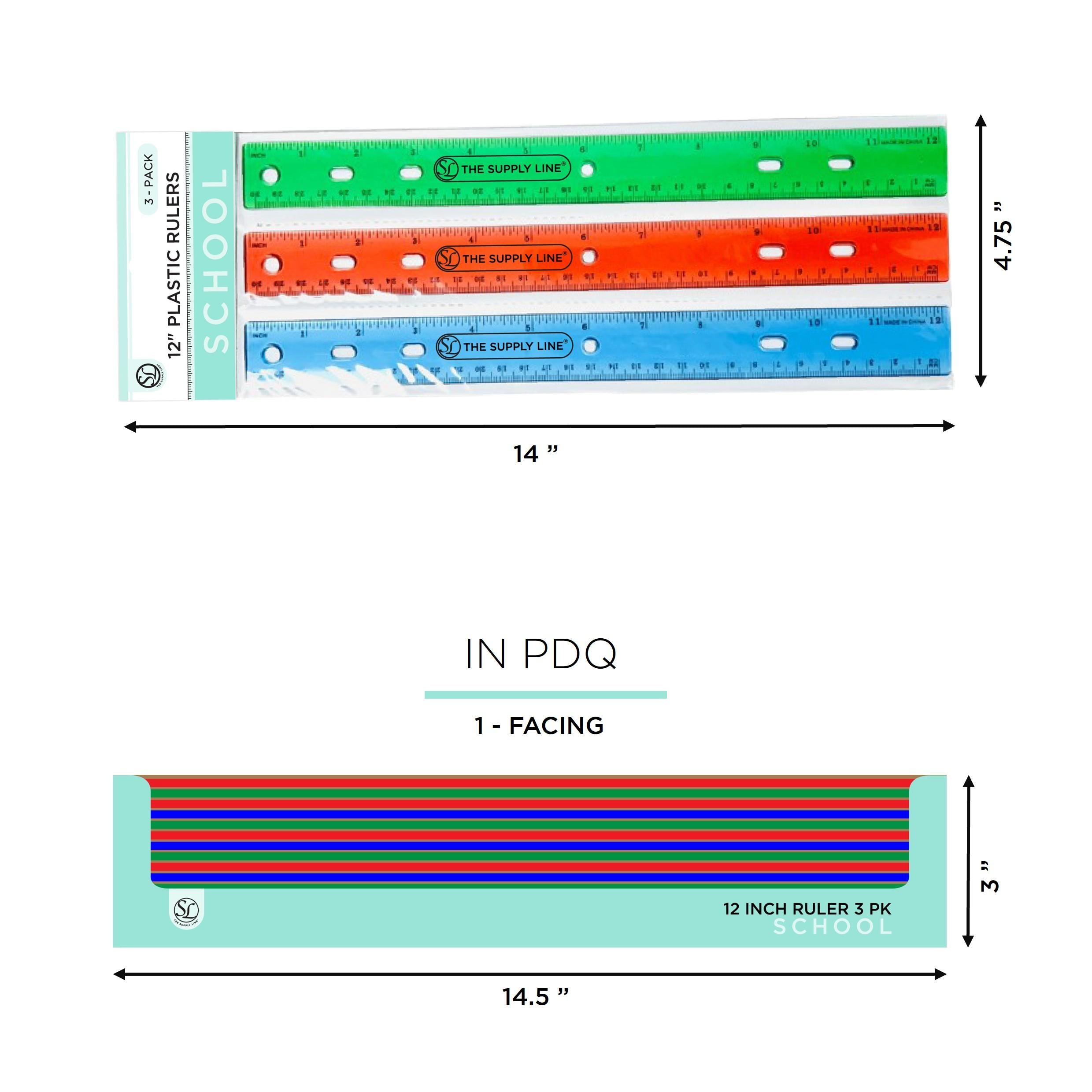 3Pk 12Inch Ruler Asst